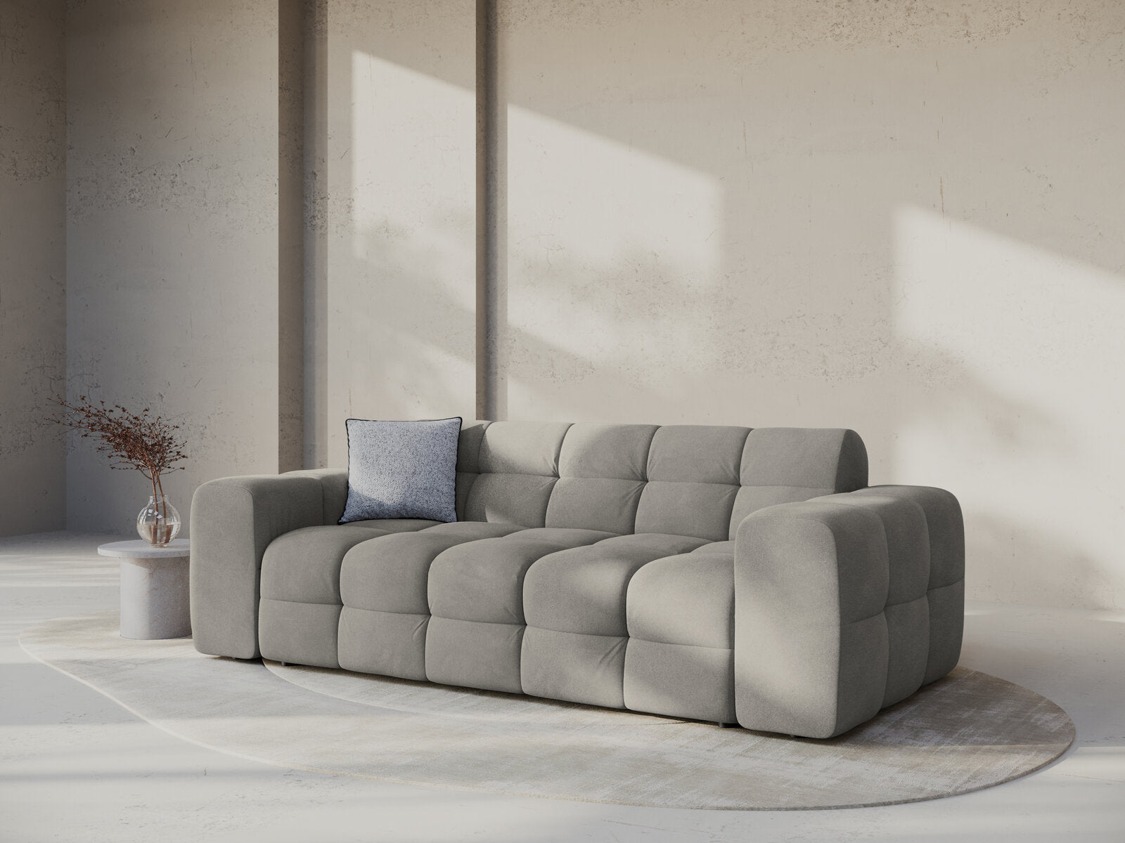 Micadoni Sofa Kendal 3-Sitzer Samt Magic Velvet Dunkelgrau