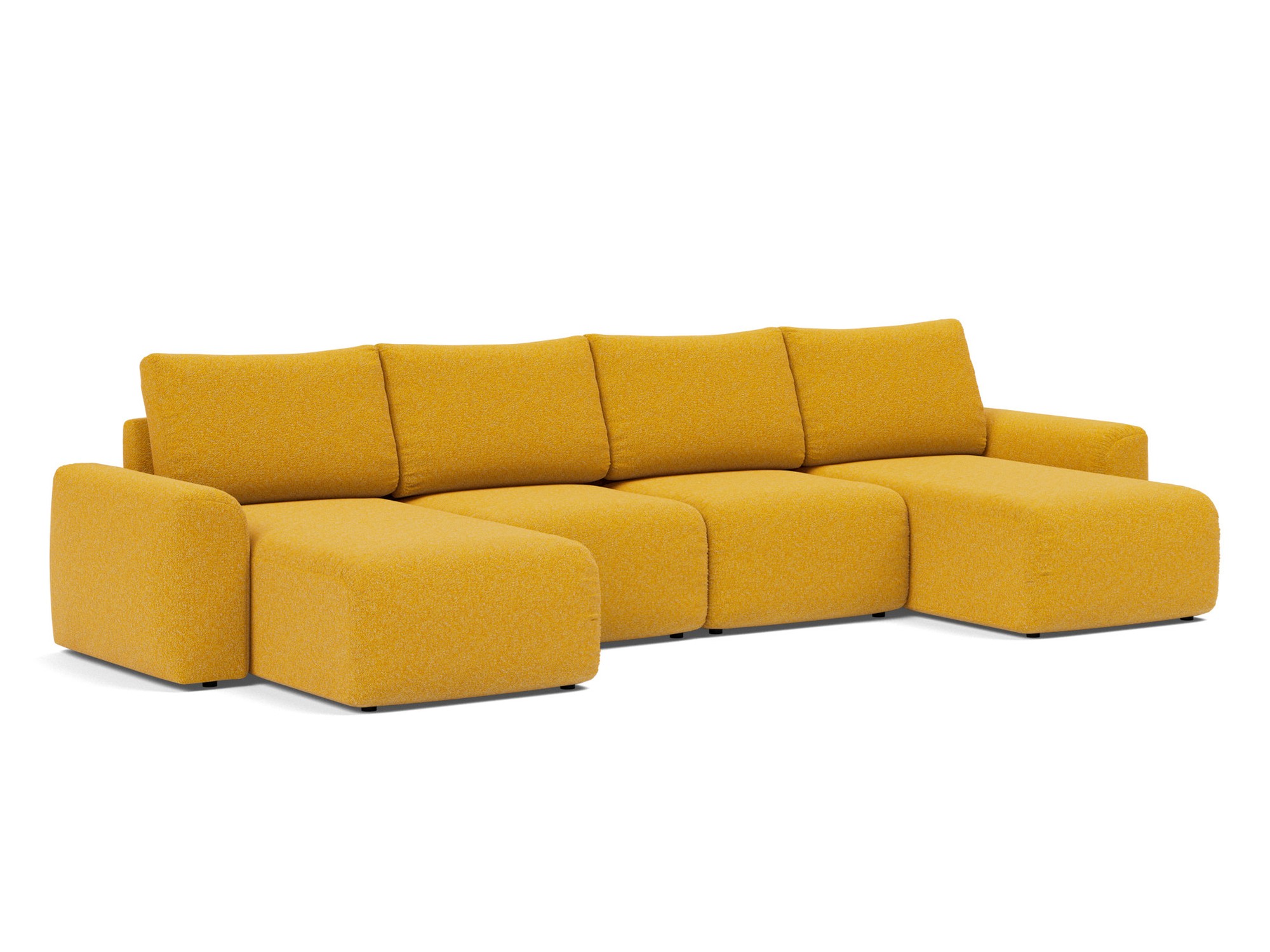 Schlafsofa Norum U-Form mit Chunky-Armlehnen Boucle Skandi 536-Ochre