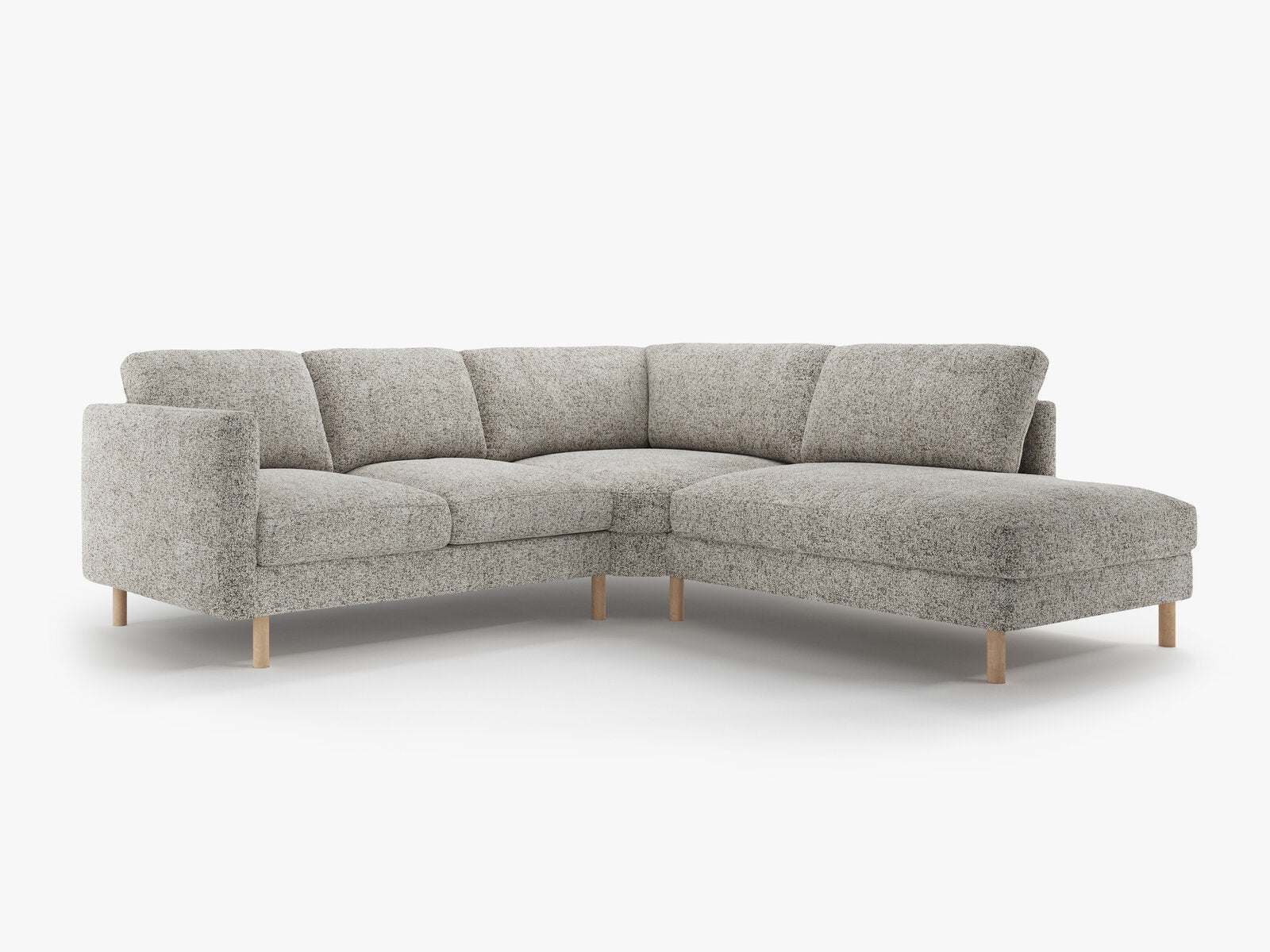 Micadoni Symmetrisches Ecksofa Eden 4-Sitzer Rechts Strukturierter Stoff Beige Melange