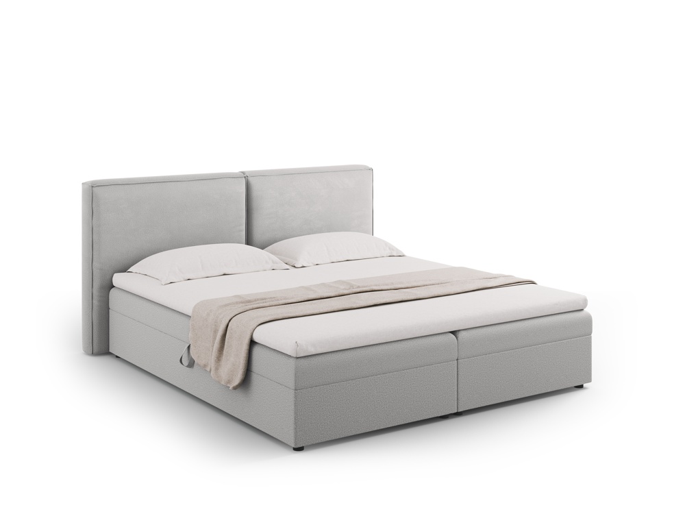 Cosmopolitan Design Boxspringbett Arendal 140x200 Strukturierter Stoff Megan Hellgrau