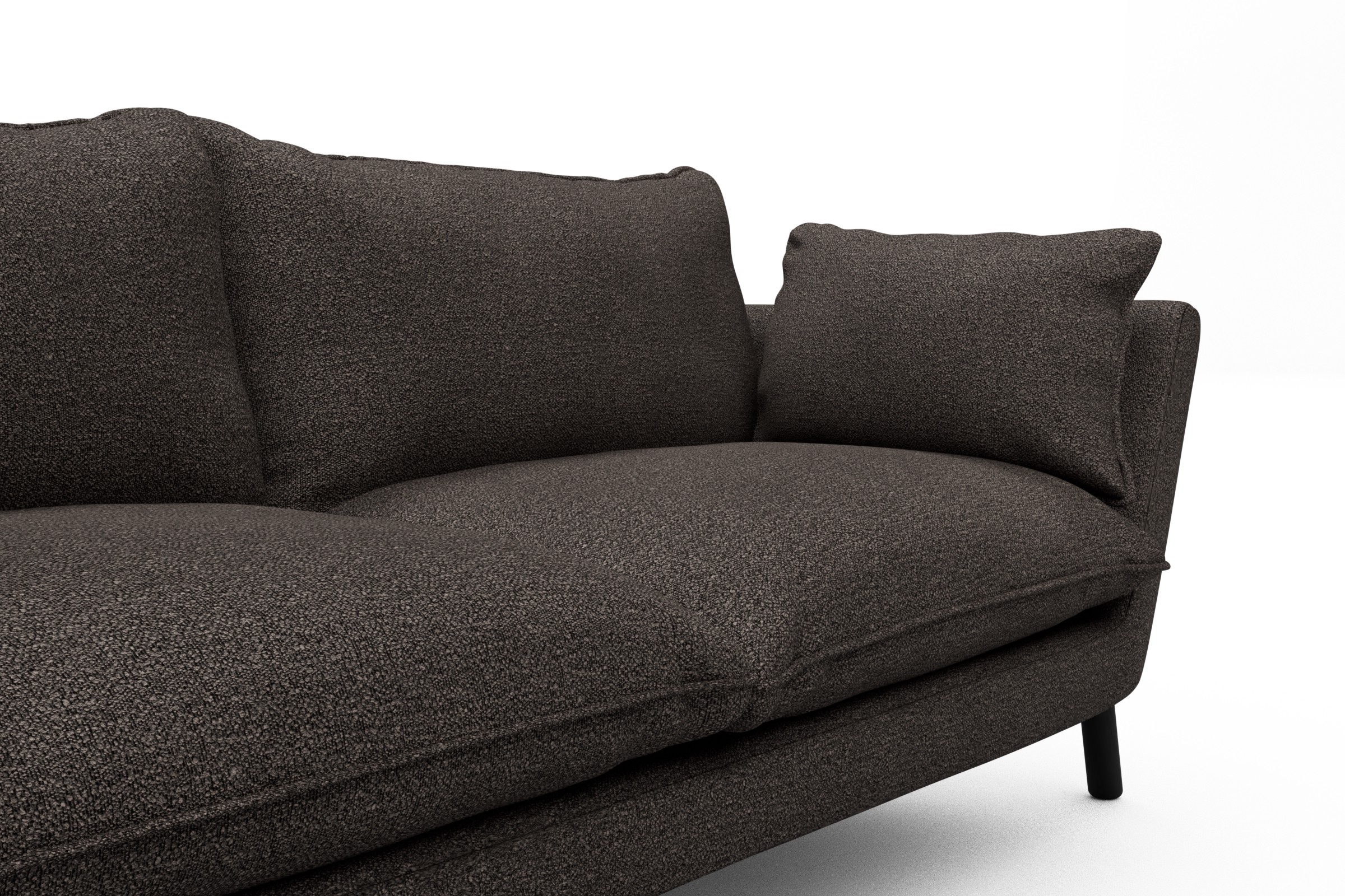 Sofa Emil Soft 2-Sitzer Beinfarbe Eiche Schwarz Boucle Skandi 530-Taupe