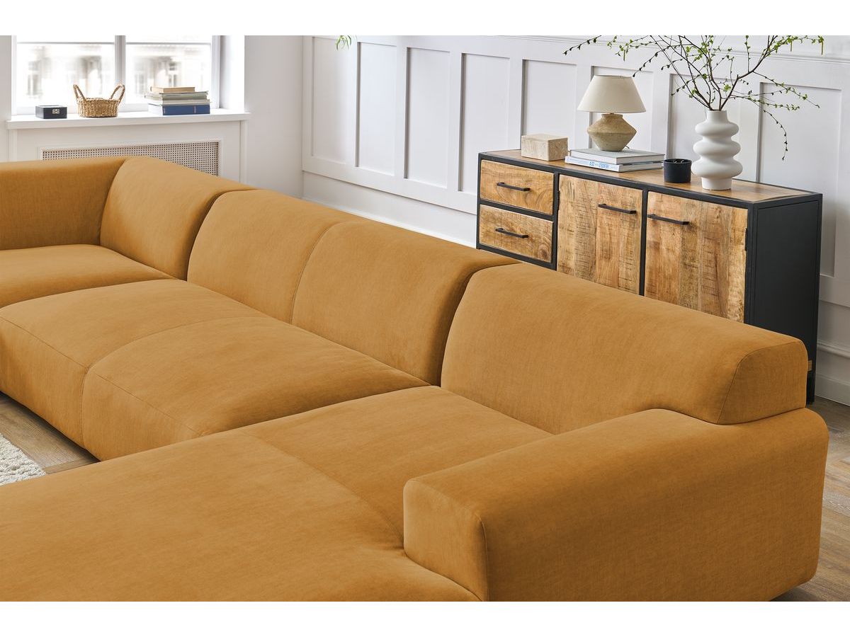 Bobochic Lavena Wohnlandschaft 399 × 220 cm Samt Gelb Ecke rechts