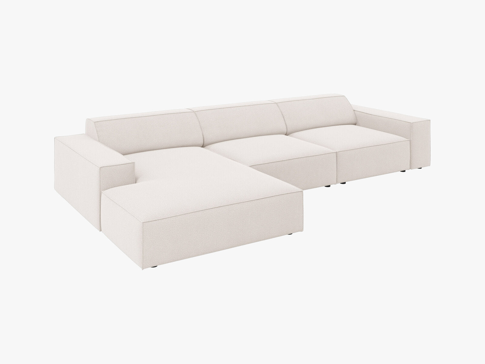 Micadoni Ecksofa Jodie 4-Sitzer Links Strukturierter Stoff Megan Helles Beige