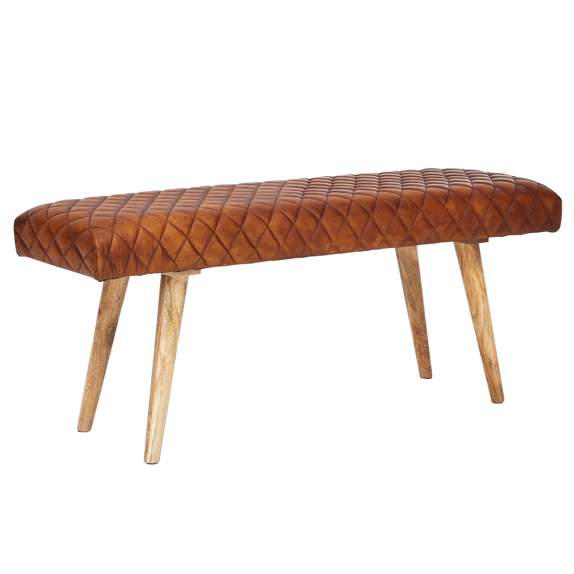 Sitzbank Toftlund Echtleder Braun 115 × 38 × 53 cm