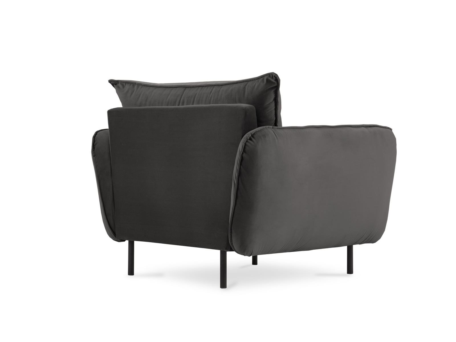 Cosmopolitan Design Sessel Vienna Samt Bluvel Dunkelgrau Melange Beine Schwarzes Metall