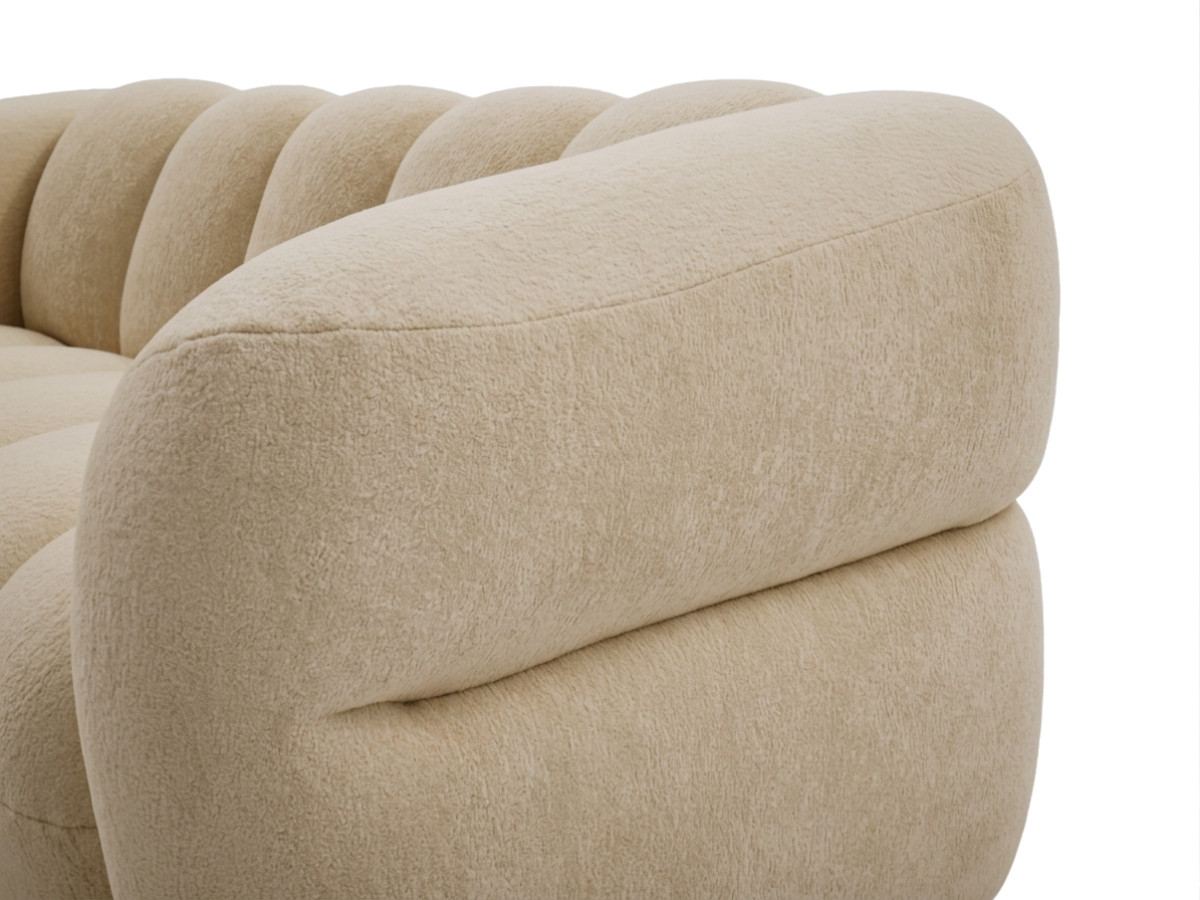 Bobochic Curvy Sofa 3-Sitzer Kunstfell Beige