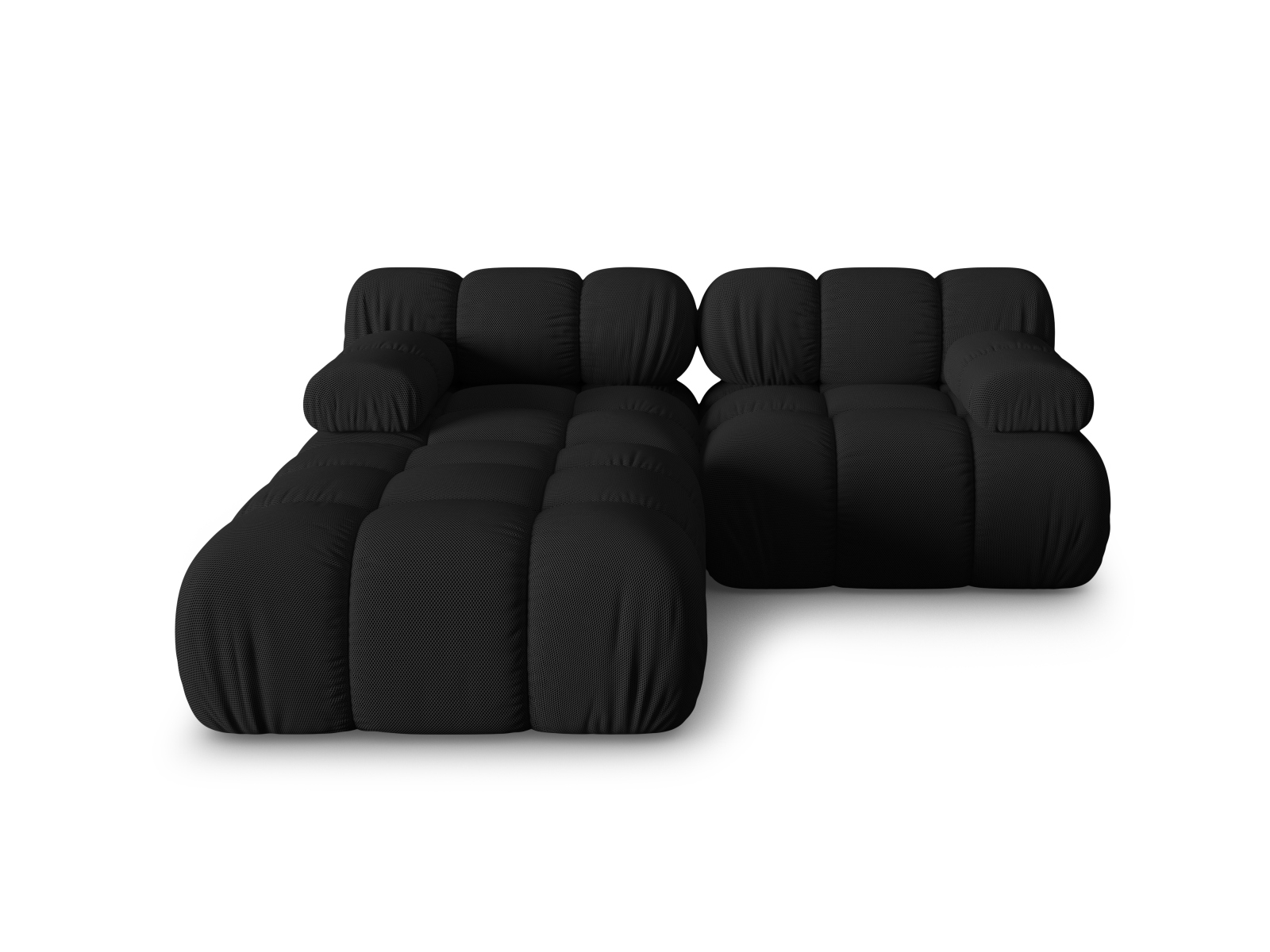 Micadoni Modulares Sofa Bellis 3-Sitzer mit flachem Modul 3D-Stoff Sonic Schwarz