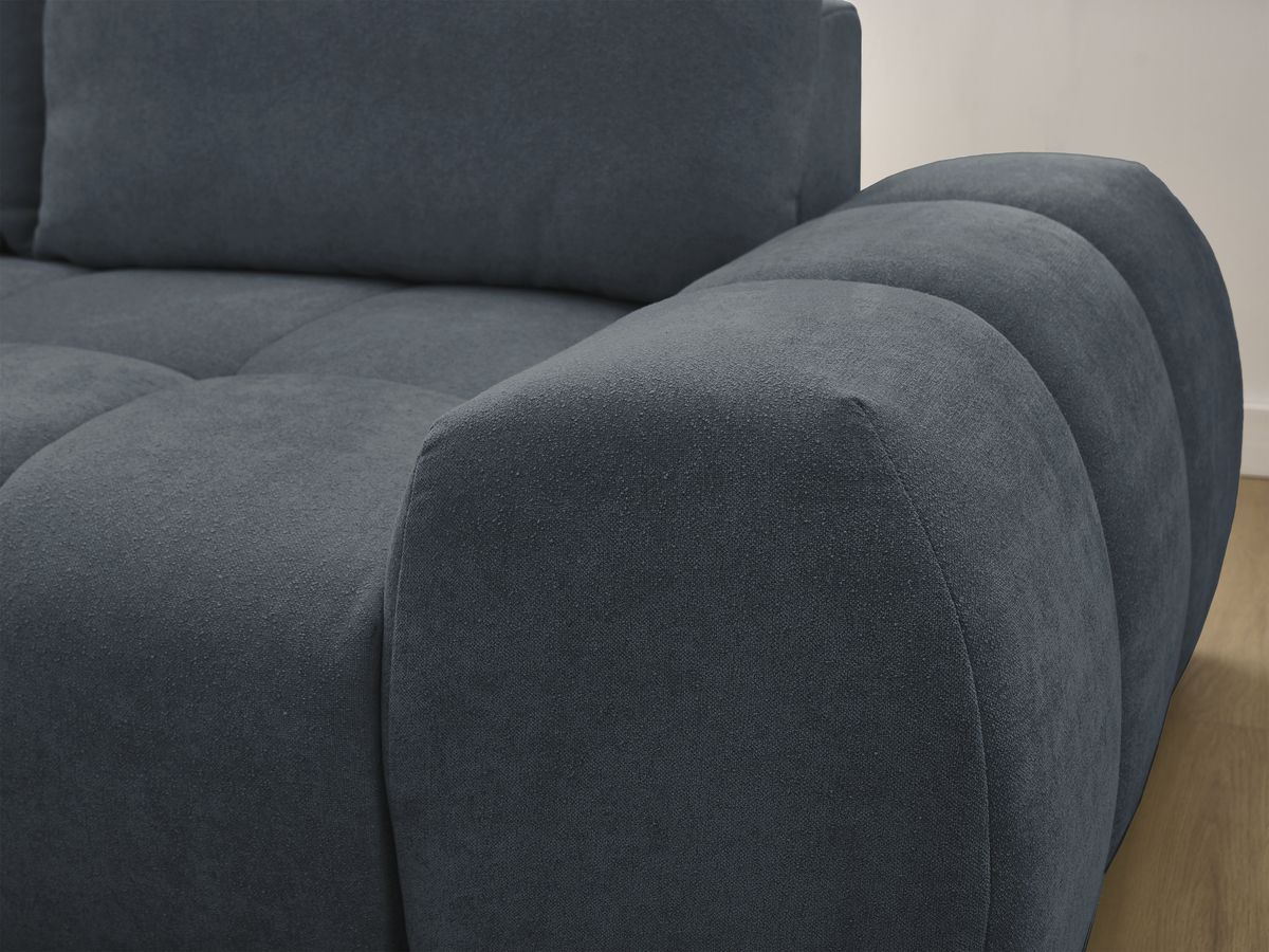 Bobochic Everest Ecksofa mit Schlaffunktion und Bettkasten 318 × 180 cm, 3 Kissen Strukturstoff Dunkelblau Ecke links