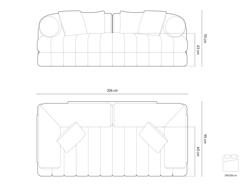 Cosmopolitan Design Schlafsofa Kemi 3-Sitzer Boucle Coral Helles Beige