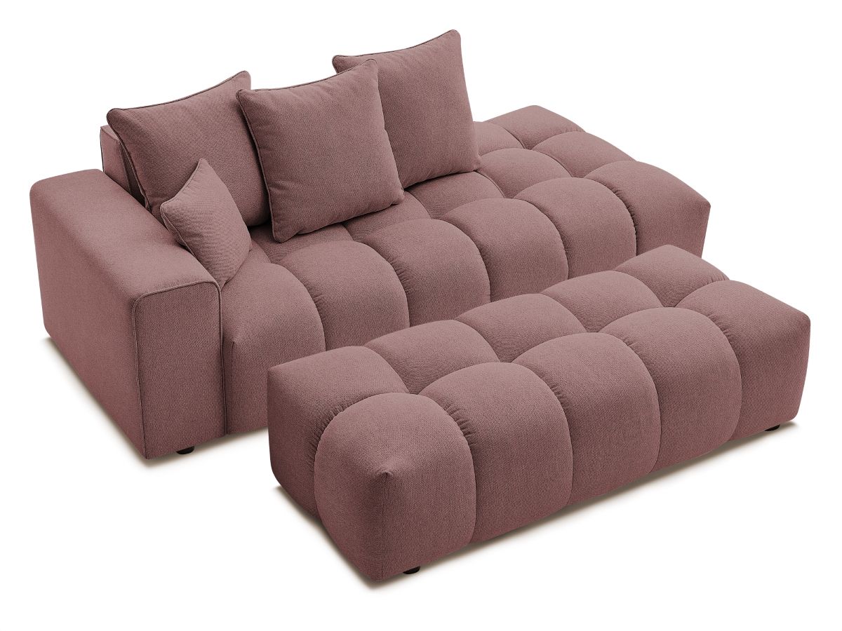 Bobochic Mont-blanc Sofa 5-Sitzer mit Pouf Melange-Stoff Rosa Armlehne links