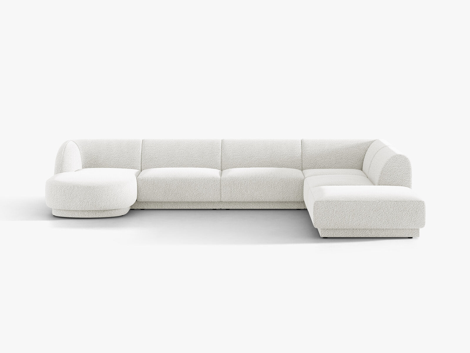 Micadoni Panorama-Ecksofa Miley 6-Sitzer Rechts Boucle Baloo Weiß