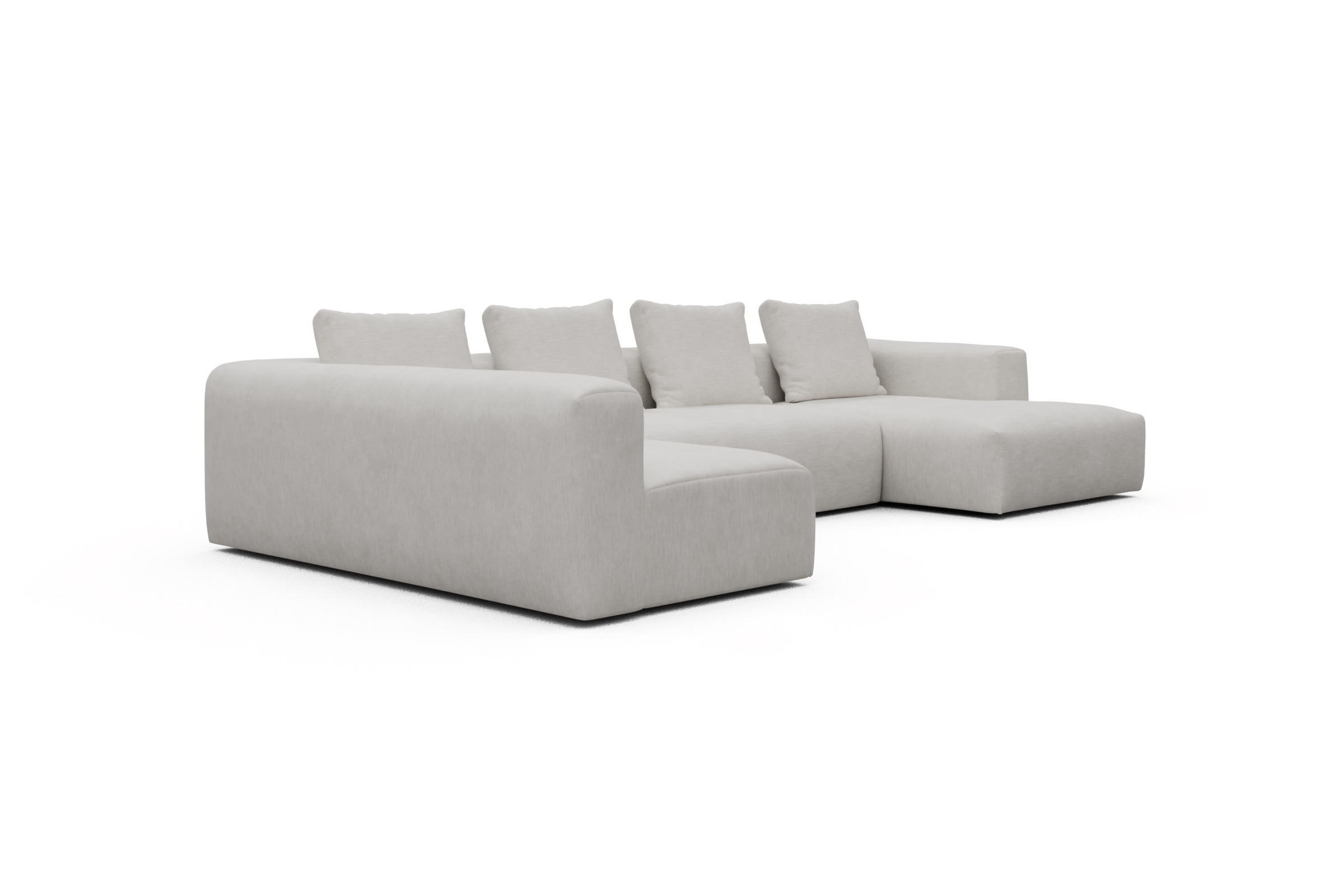 Wohnlandschaft Fred Chaiselongue rechts mit 2-Sitzer und lange Armlehne links Vivus-Dusty-Off-White