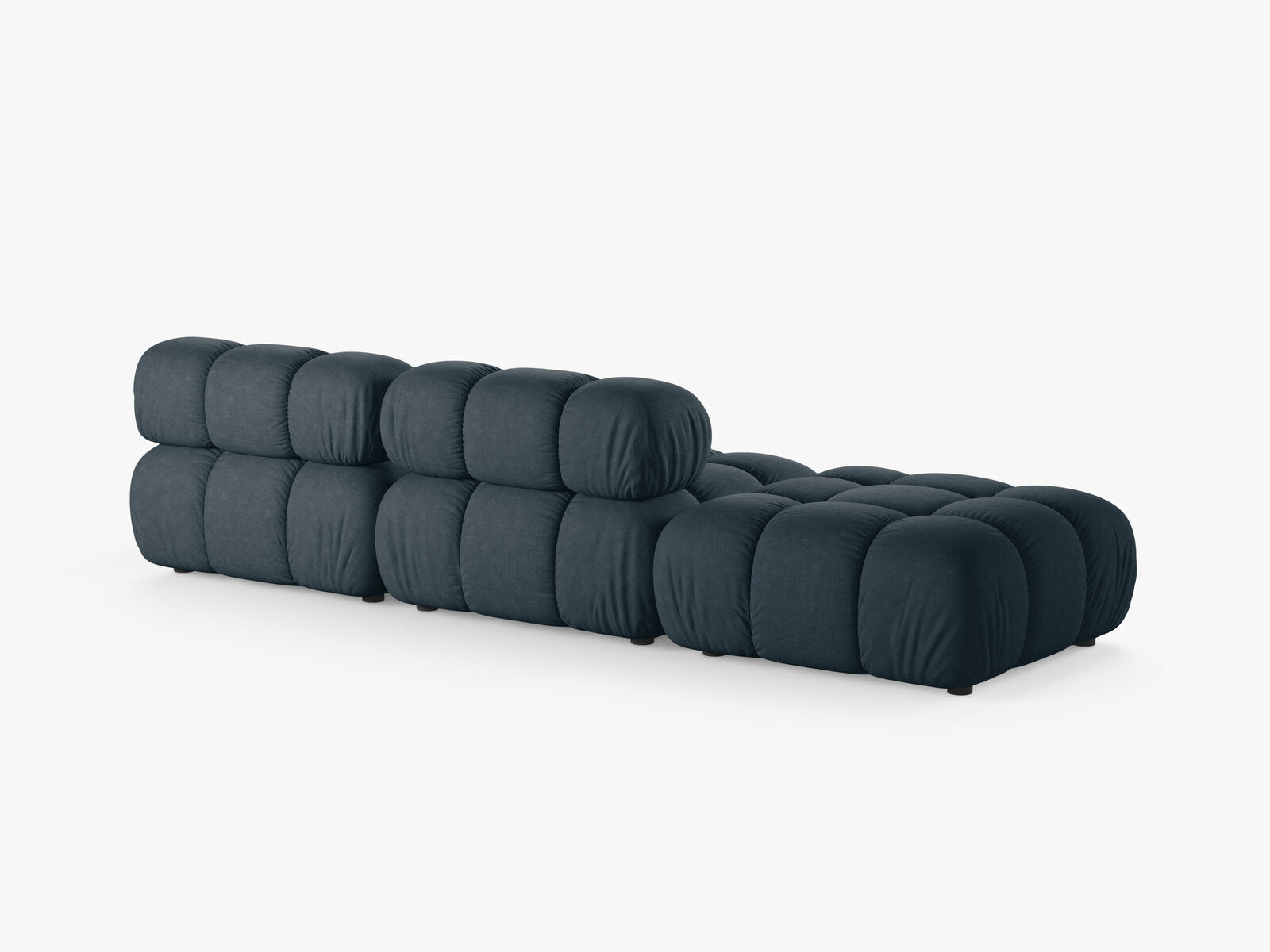 Micadoni Modulares Sofa Bellis 4-Sitzer Links Strukturierter Stoff Liberty Dunkel Petrol