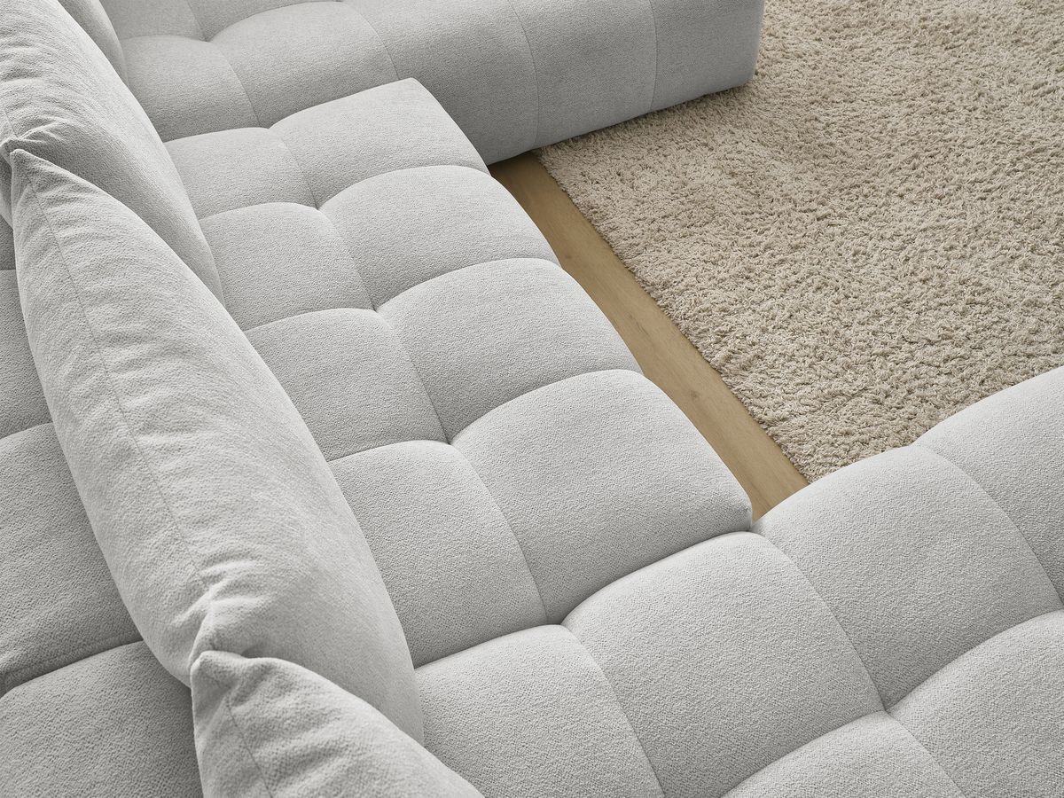 Bobochic Everest Wohnlandschaft, 6 Kissen Melange-Stoff Hellgrau Ecke links