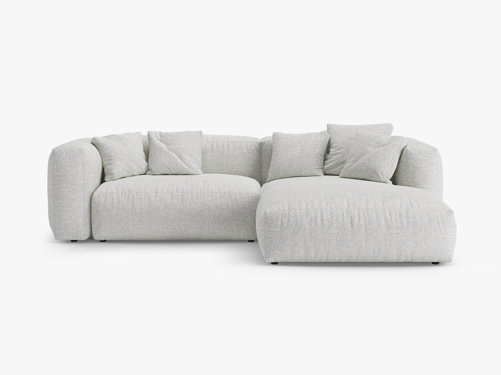 Micadoni Martina Ecksofa 4-Sitzer mit Schlaffunktion Rechts Boucle Monet Grau Beige Melange