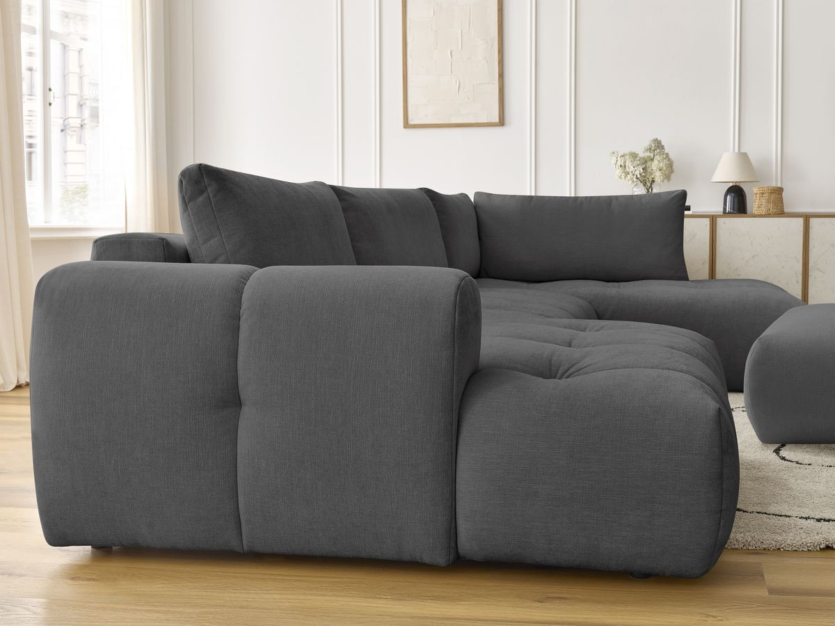 Bobochic Fuji Wohnlandschaft mit Pouf Stoff Dunkelgrau Ecke links