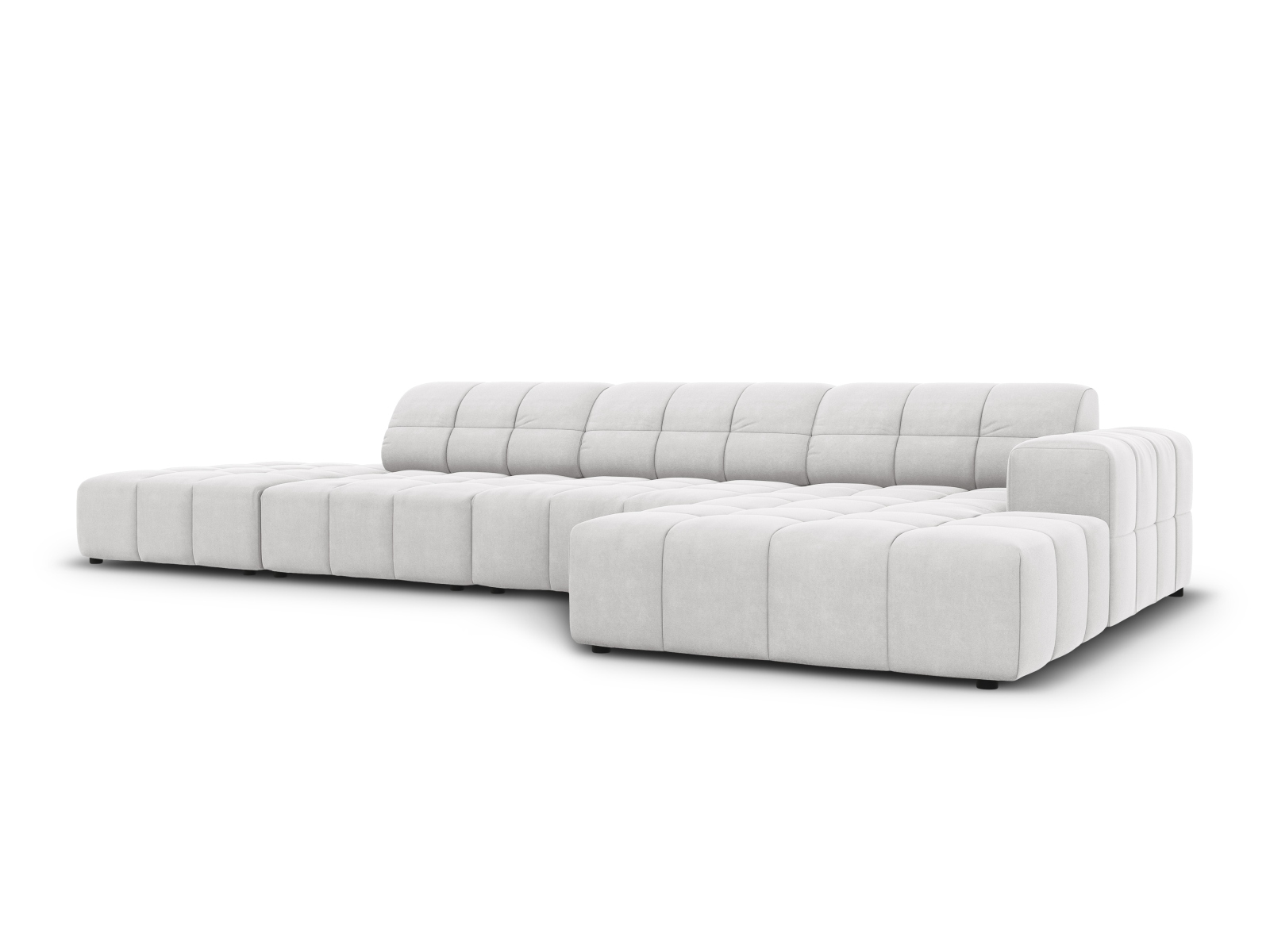 Cosmopolitan Design Ecksofa Chicago 5-Sitzer offen Samt Bluvel Silber Rechts