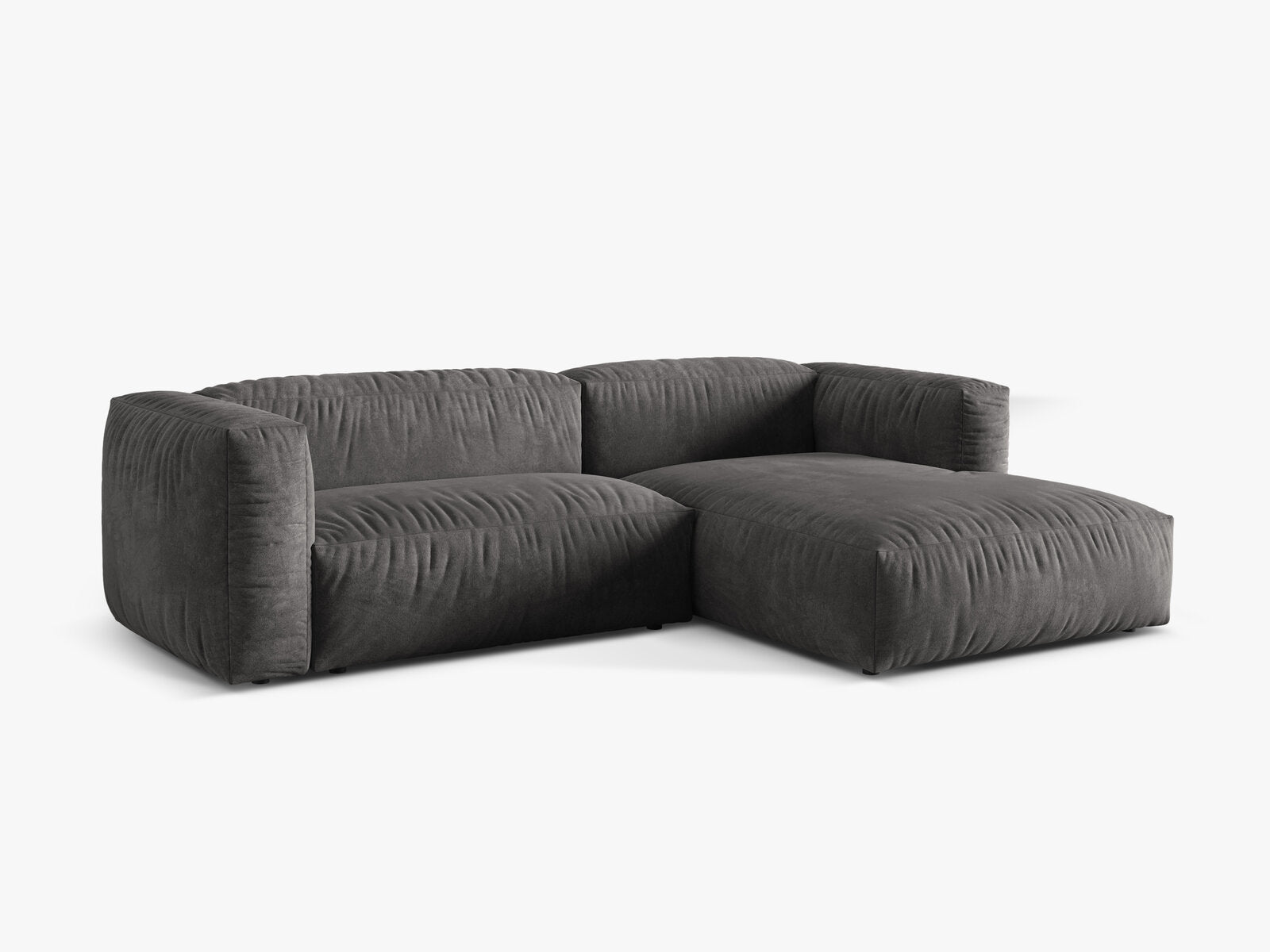 Micadoni Ecksofa Martina 2-Sitzer Rechts Samt Vogue Grau