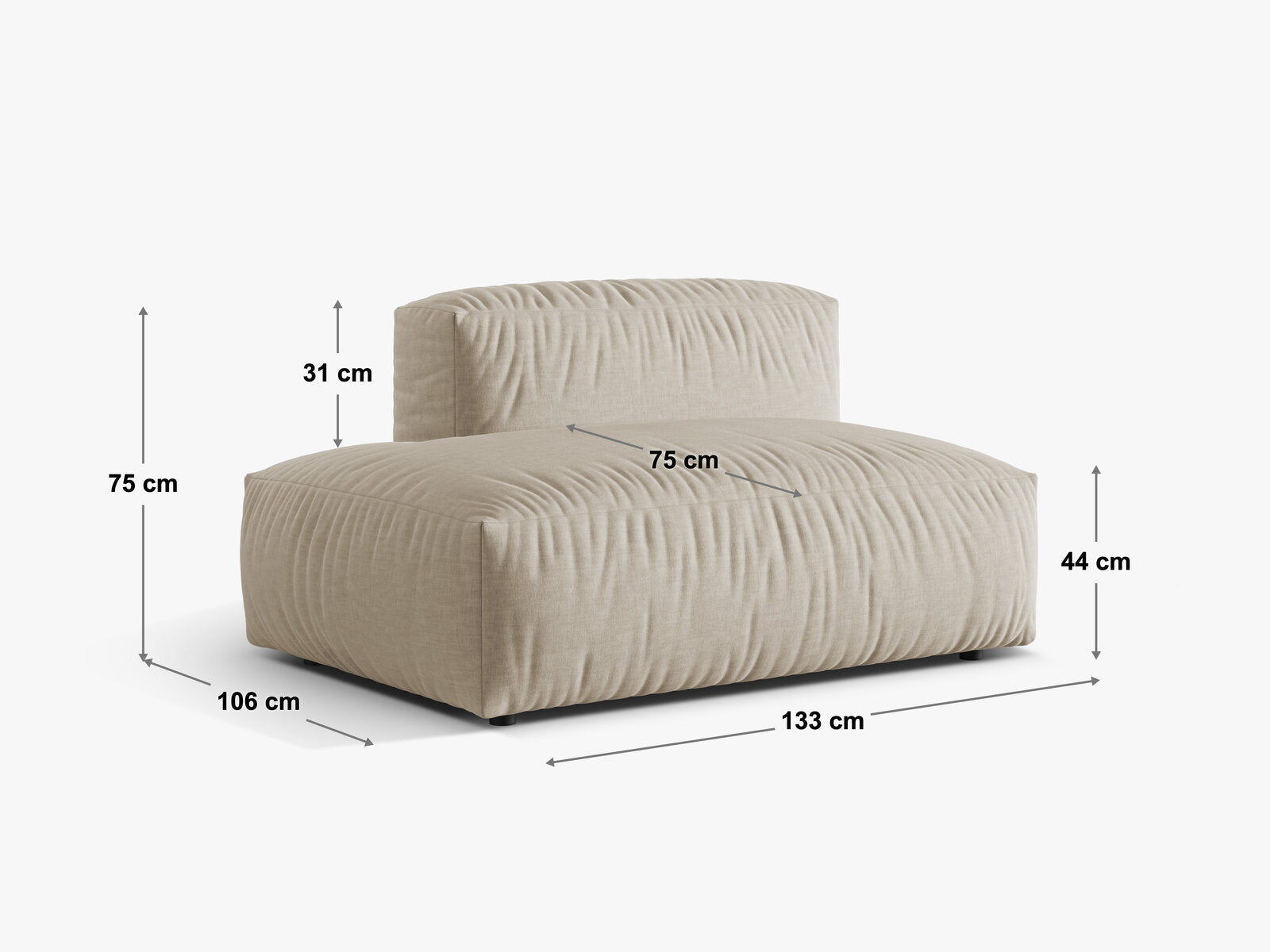 Micadoni Ecksofa-Modul Martina 1-Sitzer Links Strukturierter Stoff Hellgrau