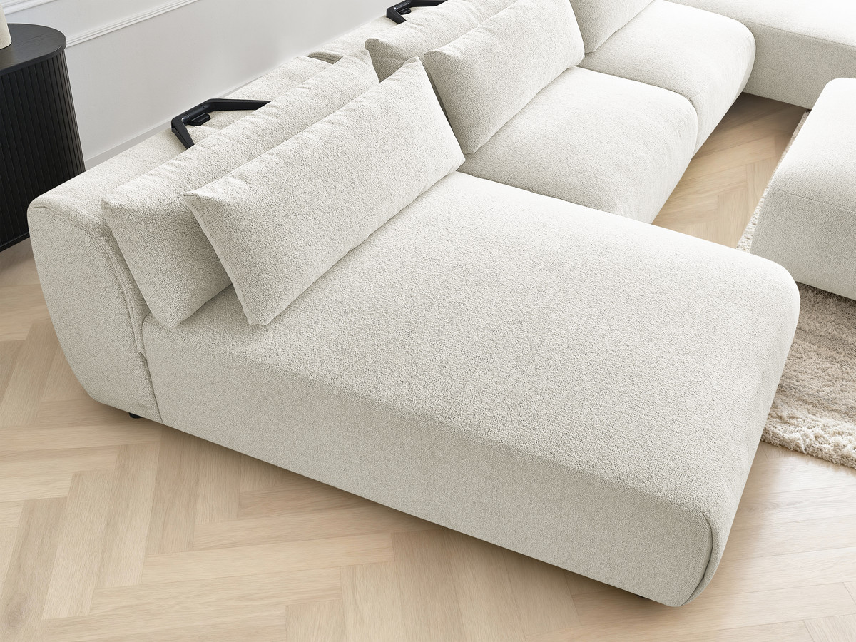 Bobochic Jana Wohnlandschaft mit kleinem Pouf Melange-Stoff Weiß