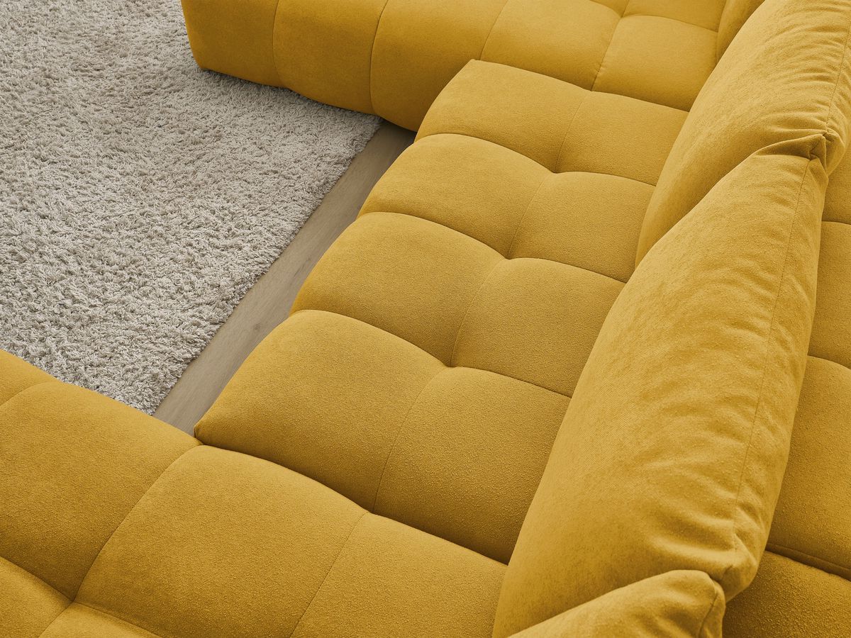 Bobochic Everest Wohnlandschaft, 6 Kissen Strukturstoff Gelb Ecke rechts
