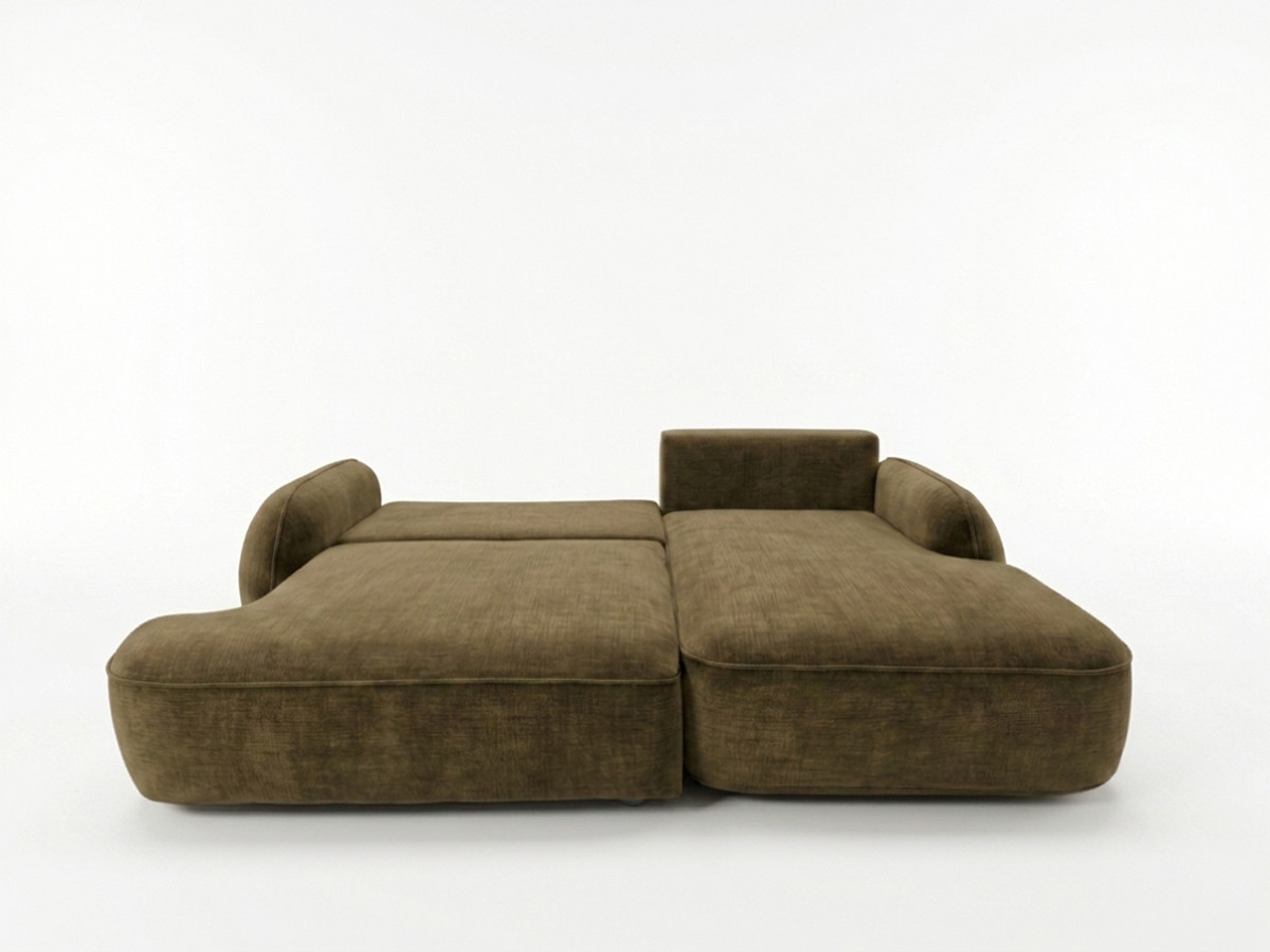 Bobochic Celeste Ecksofa mit Schlaffunktion und Bettkasten Stoff Grün Ecke rechts