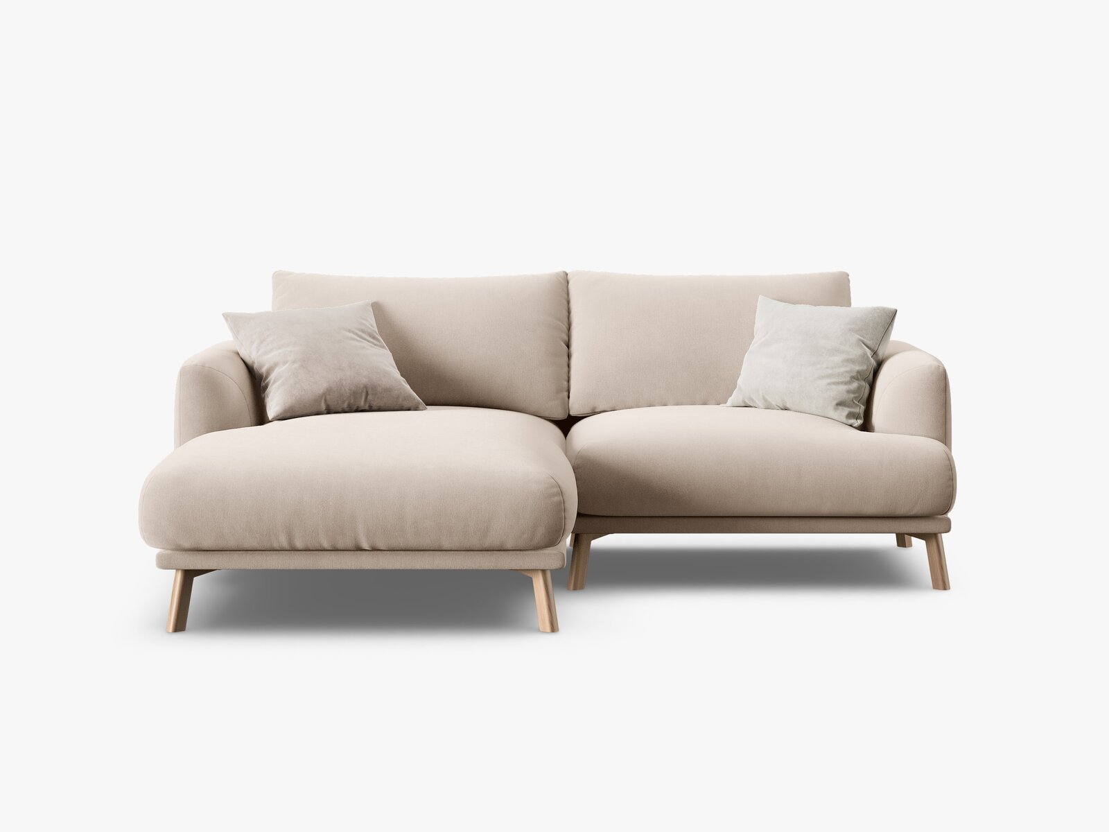 Micadoni Ecksofa Naomi 3-Sitzer kleine Version Links Samt Salvador Beige