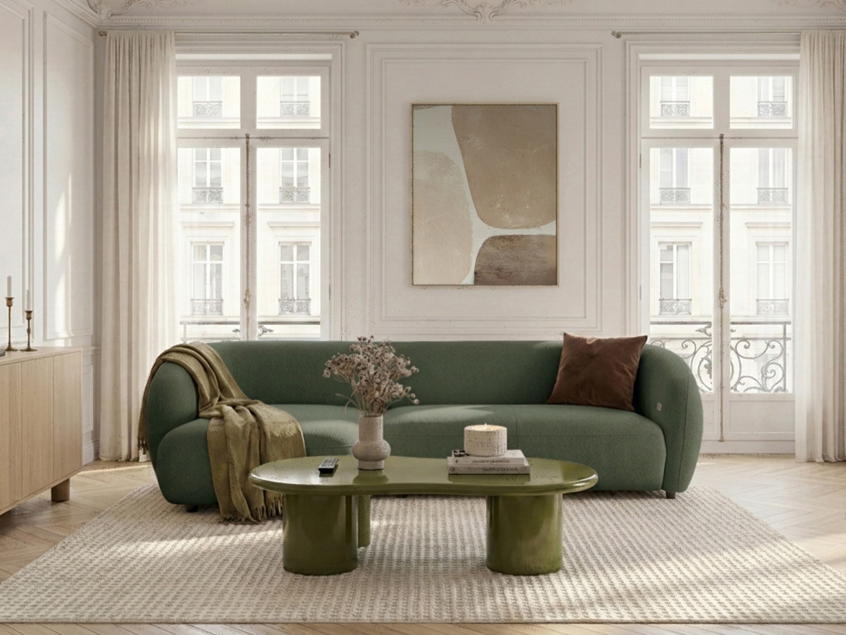 Bobochic Halo Ecksofa mit Schlaffunktion Stoff Grün Ecke links
