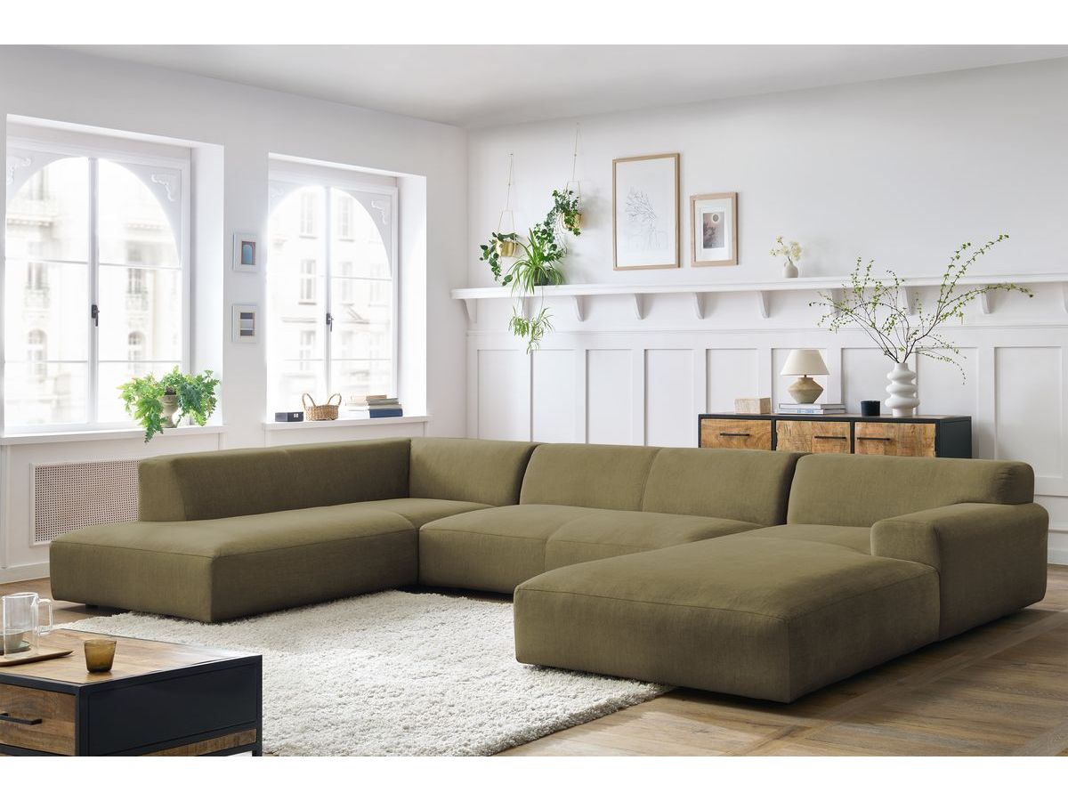 Bobochic Lavena Wohnlandschaft 399 × 220 cm Samt Grün Ecke rechts