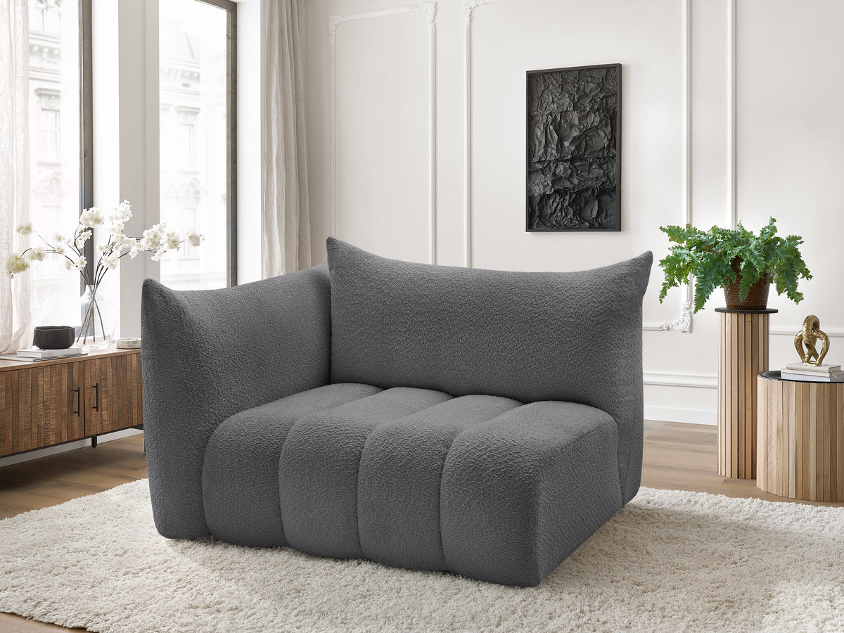 Bobochic Azra Sofamodul 2-Sitzer 143 × 112 cm Bouclé-Stoff Dunkelgrau Ecke links