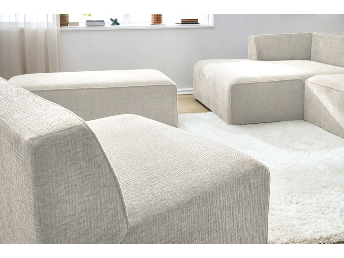 Bobochic Megeve Ecksofa mit Pouf Strukturstoff Beige Ecke links