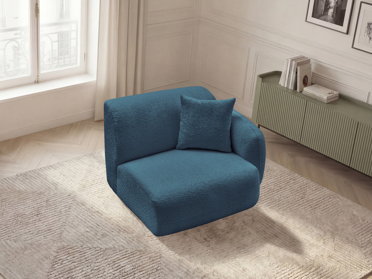 Bobochic Anda Sofamodul 1-Sitzer 104 × 103 cm Chenille Hellblau Ecke rechts