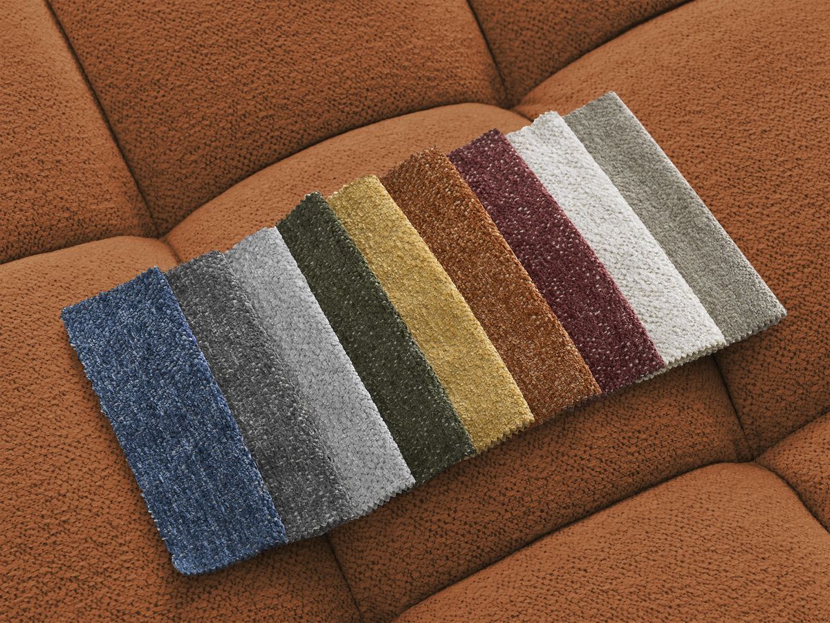 Bobochic Everest Wohnlandschaft mit Pouf, 14 Kissen Melange-Stoff Orange Ecke rechts