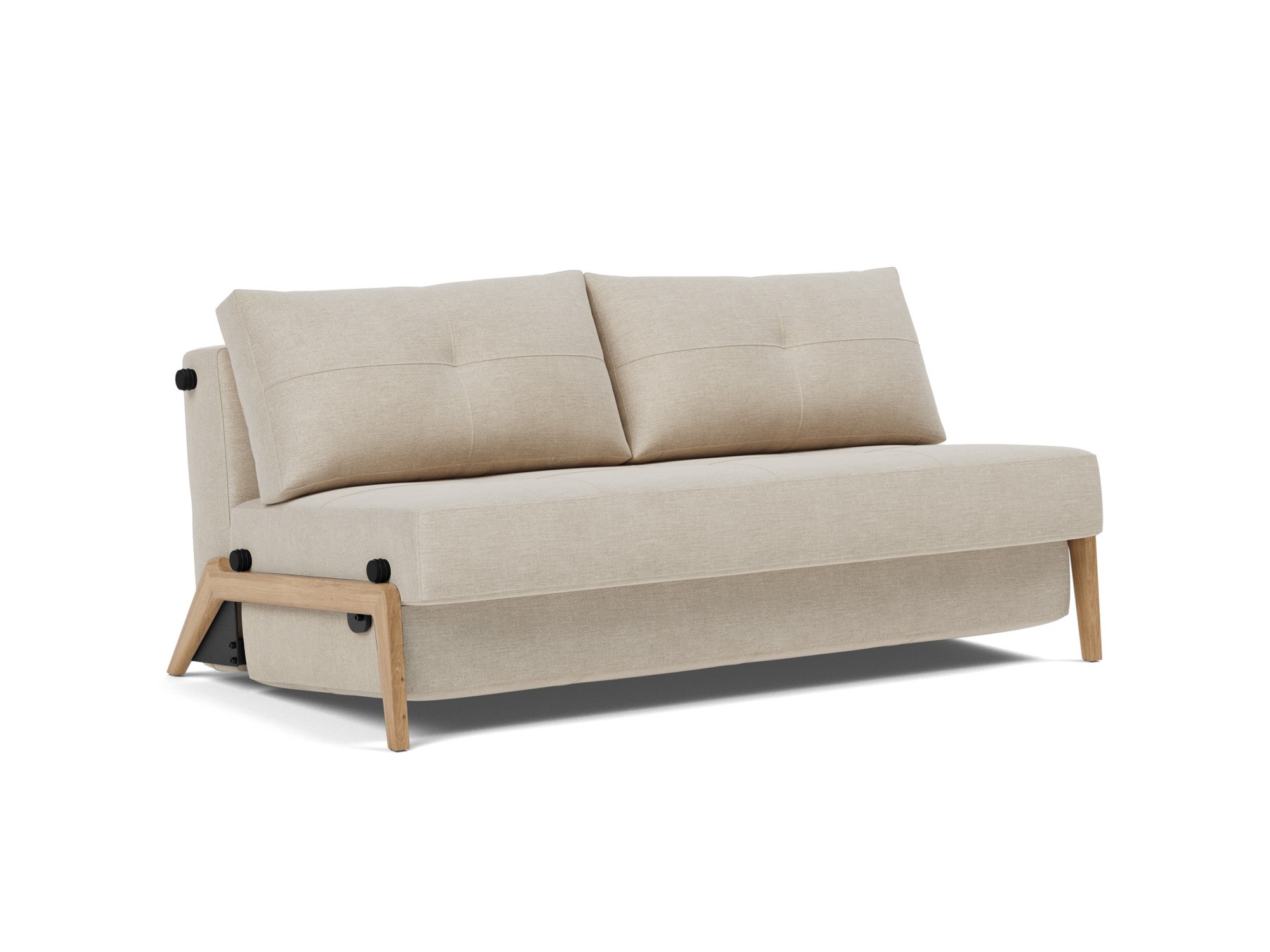Schlafsofa Cubed 160 Flachgewebe Phobos 586-Latte Beine Eiche