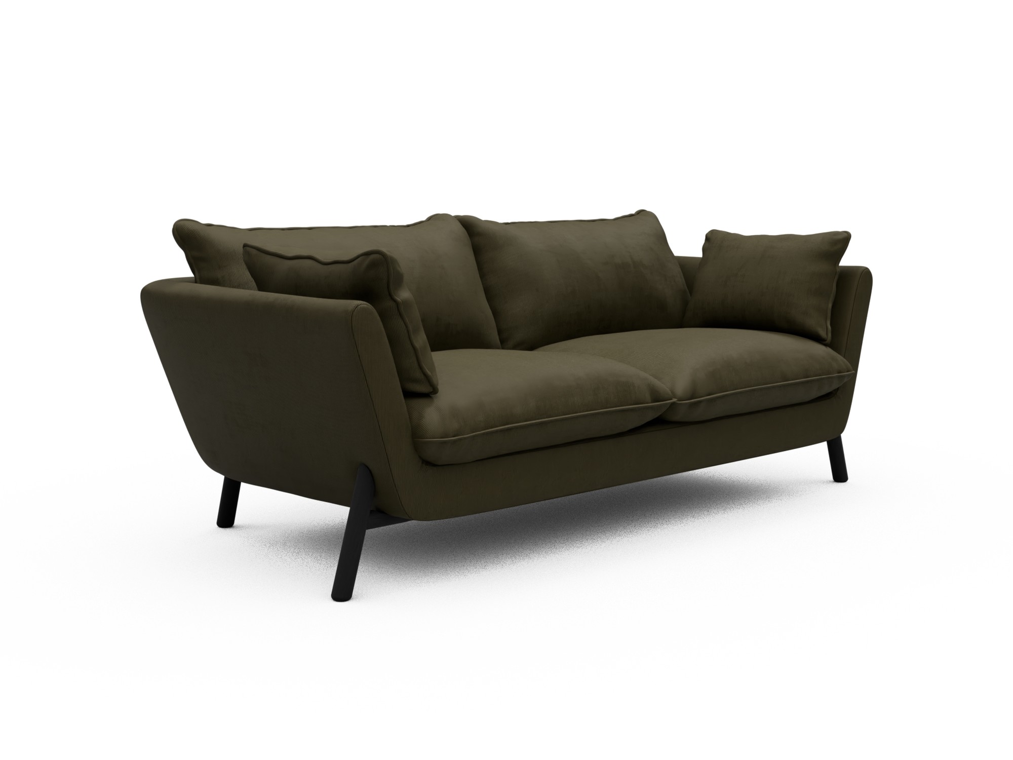 Skandi Home Sofa Emil Soft 2-Sitzer Beinfarbe Eiche Schwarz Cordufine-Pine-Green moebelfaktor