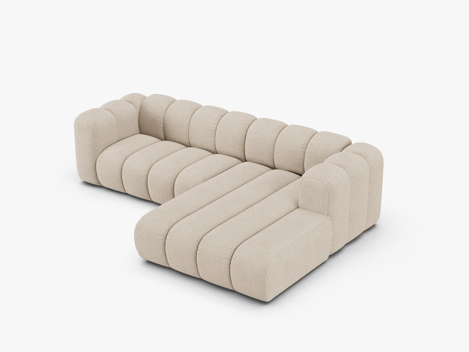 Micadoni Modulares Ecksofa Lupine 4-Sitzer mittelgroß Rechts Boucle Baloo Beige