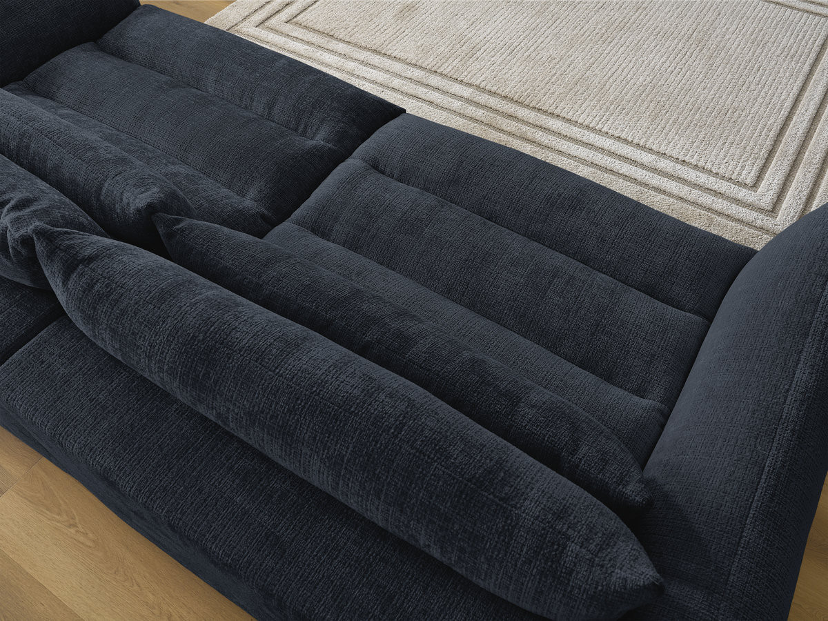 Bobochic Neil Sofa 3-Sitzer Strukturstoff Dunkelblau