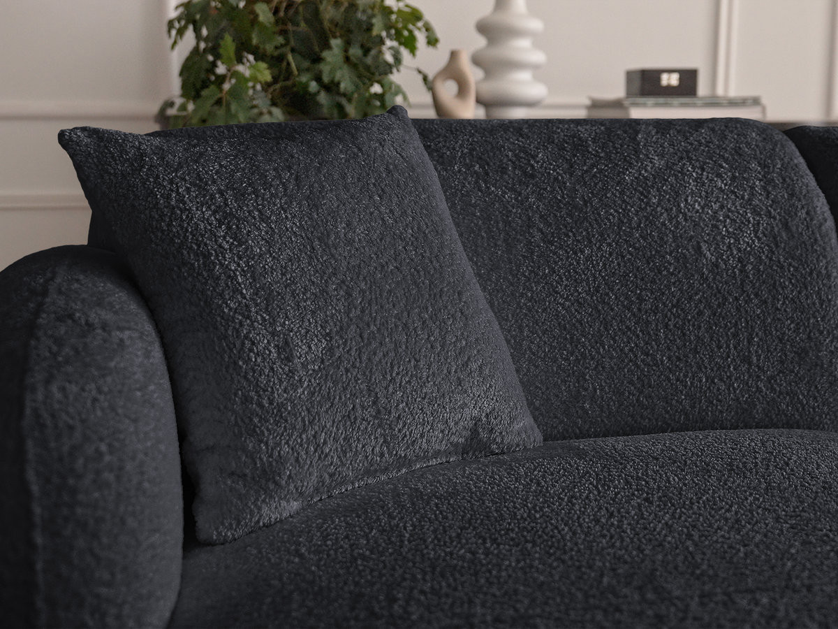Bobochic Anda Wohnlandschaft mit Pouf 396 × 357 cm Chenille Schwarz Ecke links