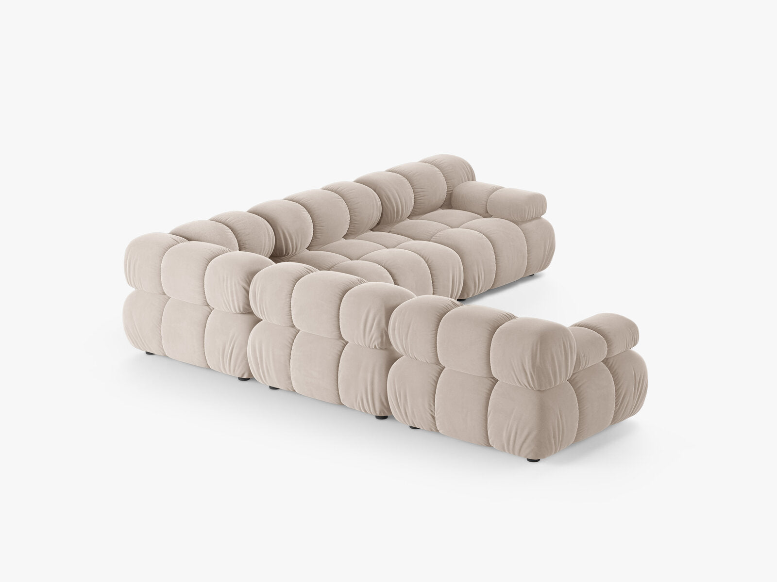 Micadoni Symmetrisches Ecksofa Bellis 5-Sitzer Samt Venus Helles Beige