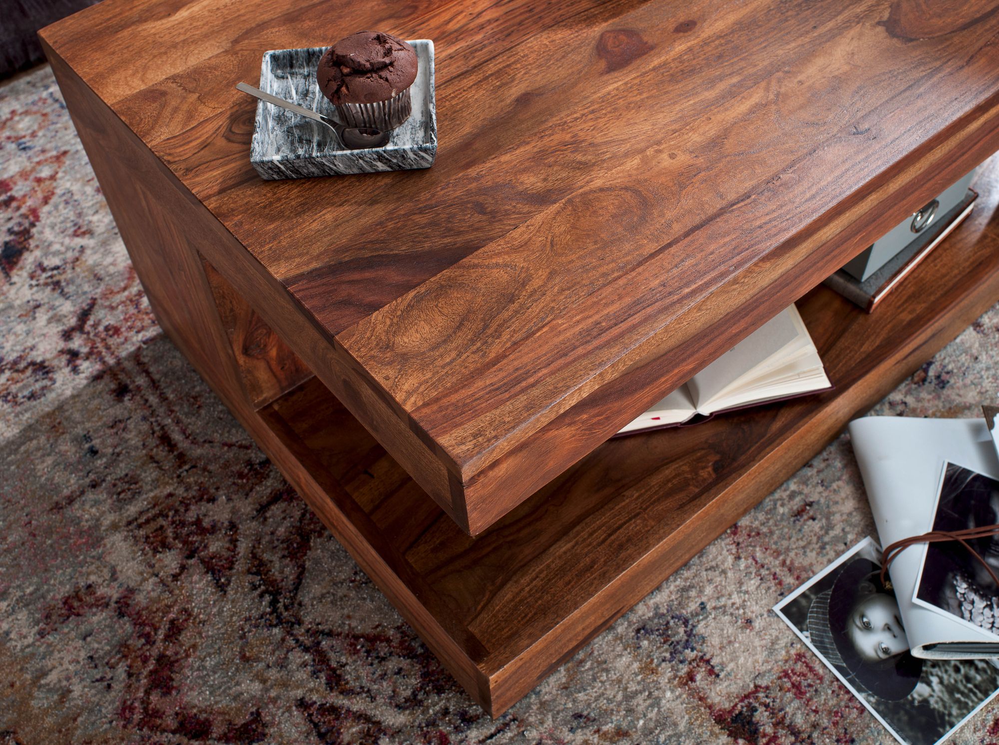 Couchtisch Kalsoy Massivholz Dunkelbraun 90 × 60 × 40 cm