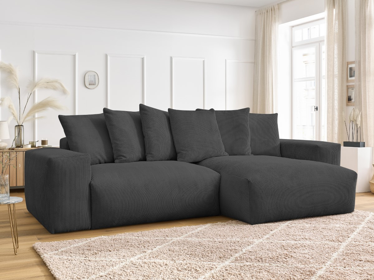 Bobochic Voltaire Ecksofa 310 × 174 cm Cordsamt Dunkelgrau