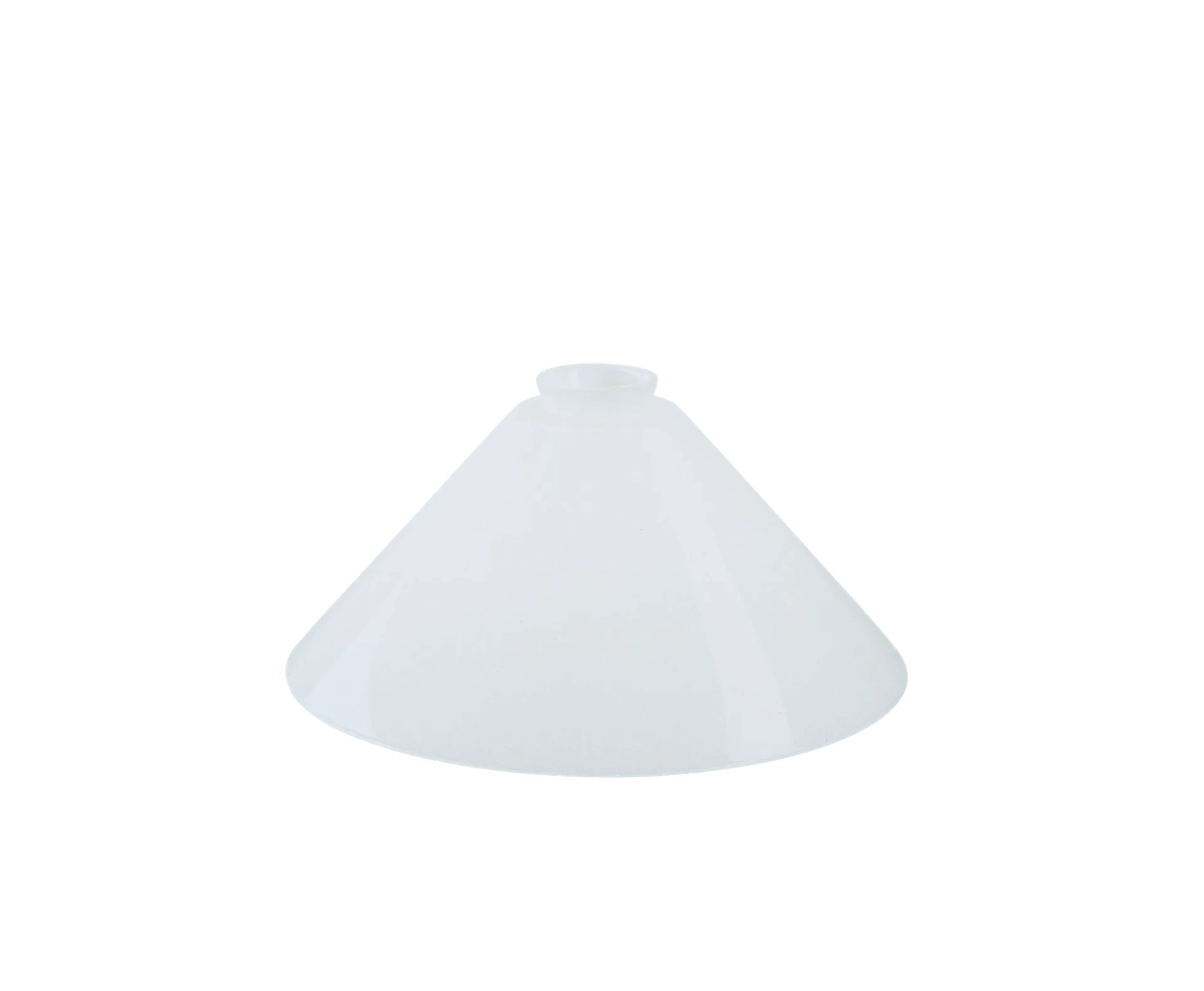 Berliner Messinglampen Glasschirm Nr. 70 Kegelform, Opalglas weiß glänzend