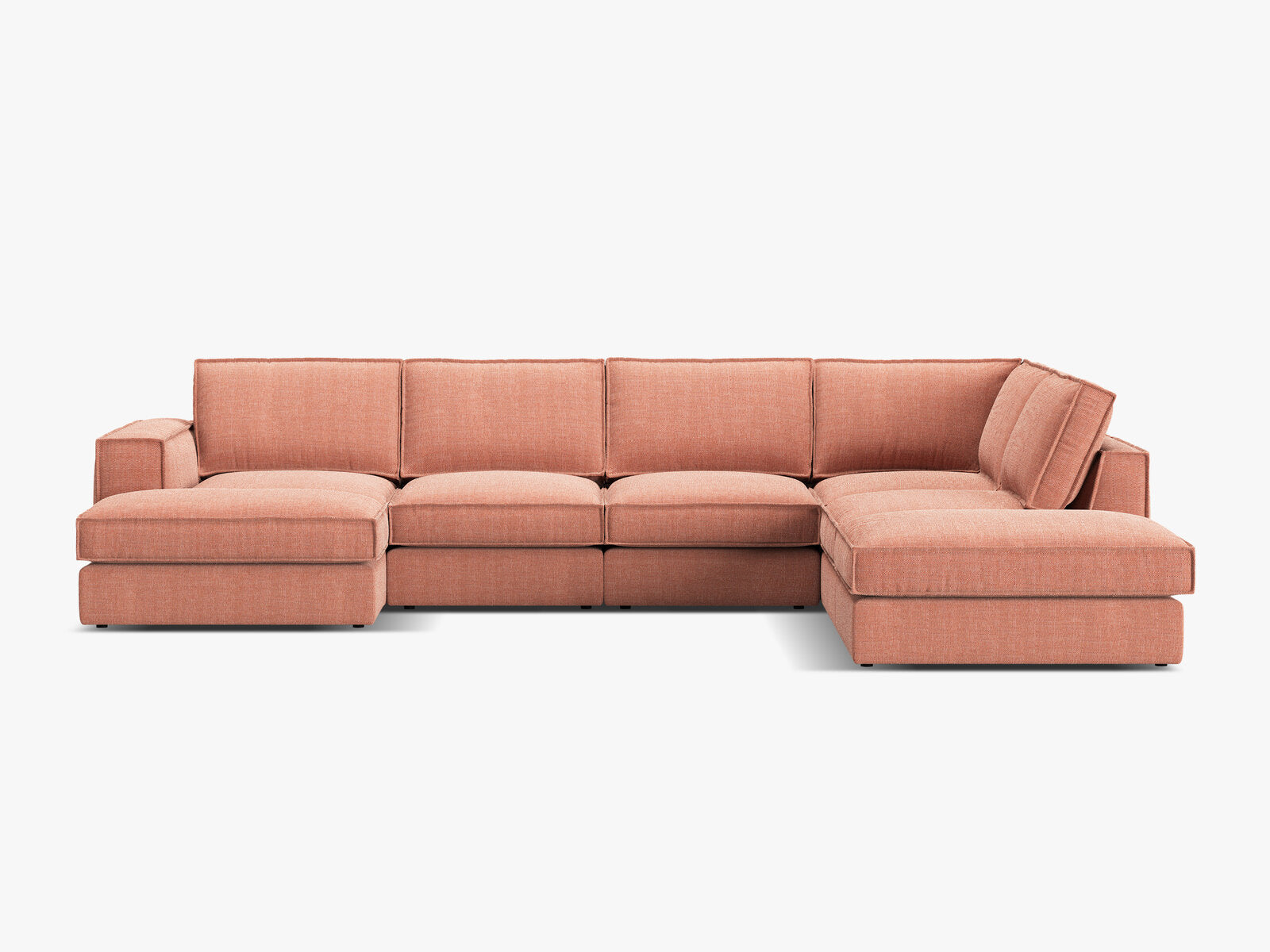 Micadoni modulares Panorama Ecksofa Pola 5-Sitzer Rechts Strukturierter Stoff Babel Rot