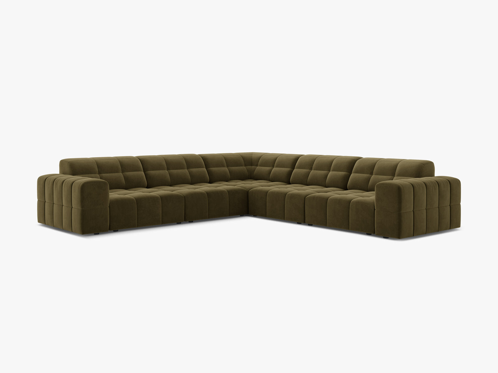 Micadoni Jennifer Modulares Ecksofa 7-Sitzer Samt Bluvel Grün