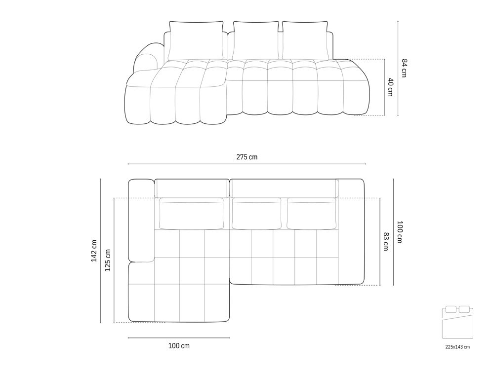 Cosmopolitan Design Ecksofa Linz 3-Sitzer offen mit Schlaffunktion Samt Vogue Helles Beige Links