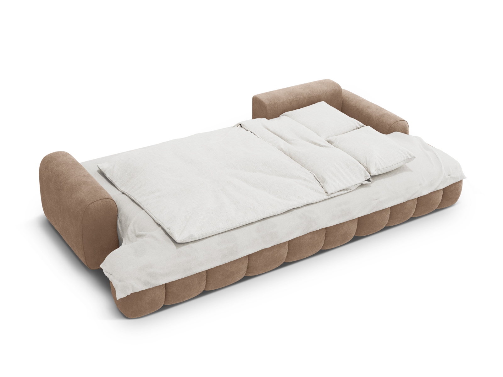 Cosmopolitan Design Ecksofa Linz 3-Sitzer mit Schlaffunktion Samt Vogue Dunkelbeige Rechts