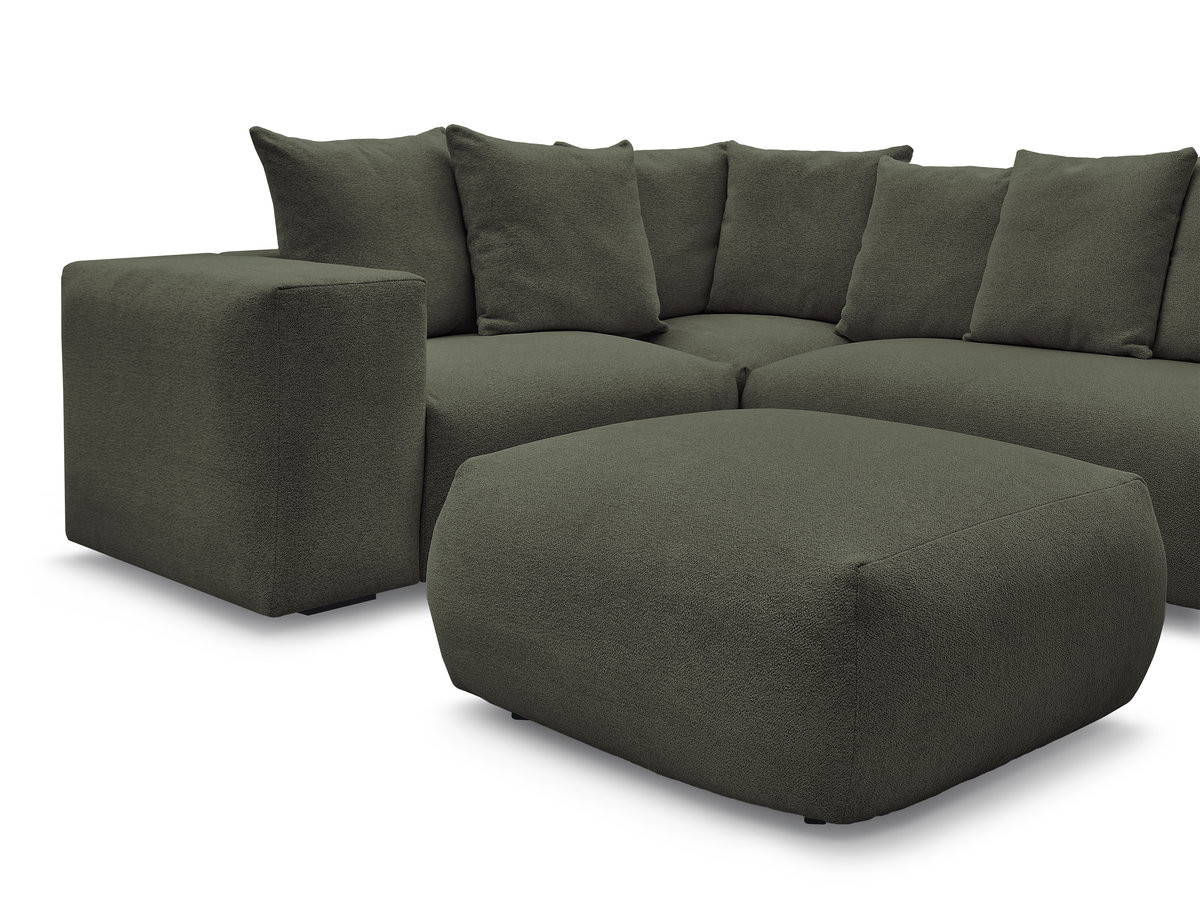 Bobochic Voltaire Ecksofa mit Pouf 268 × 214 cm Melange-Stoff Grün Ecke links