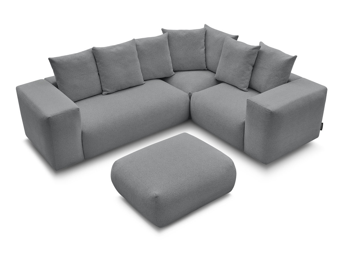 Bobochic Voltaire Ecksofa mit Pouf 268 × 214 cm Melange-Stoff Dunkelgrau Ecke rechts