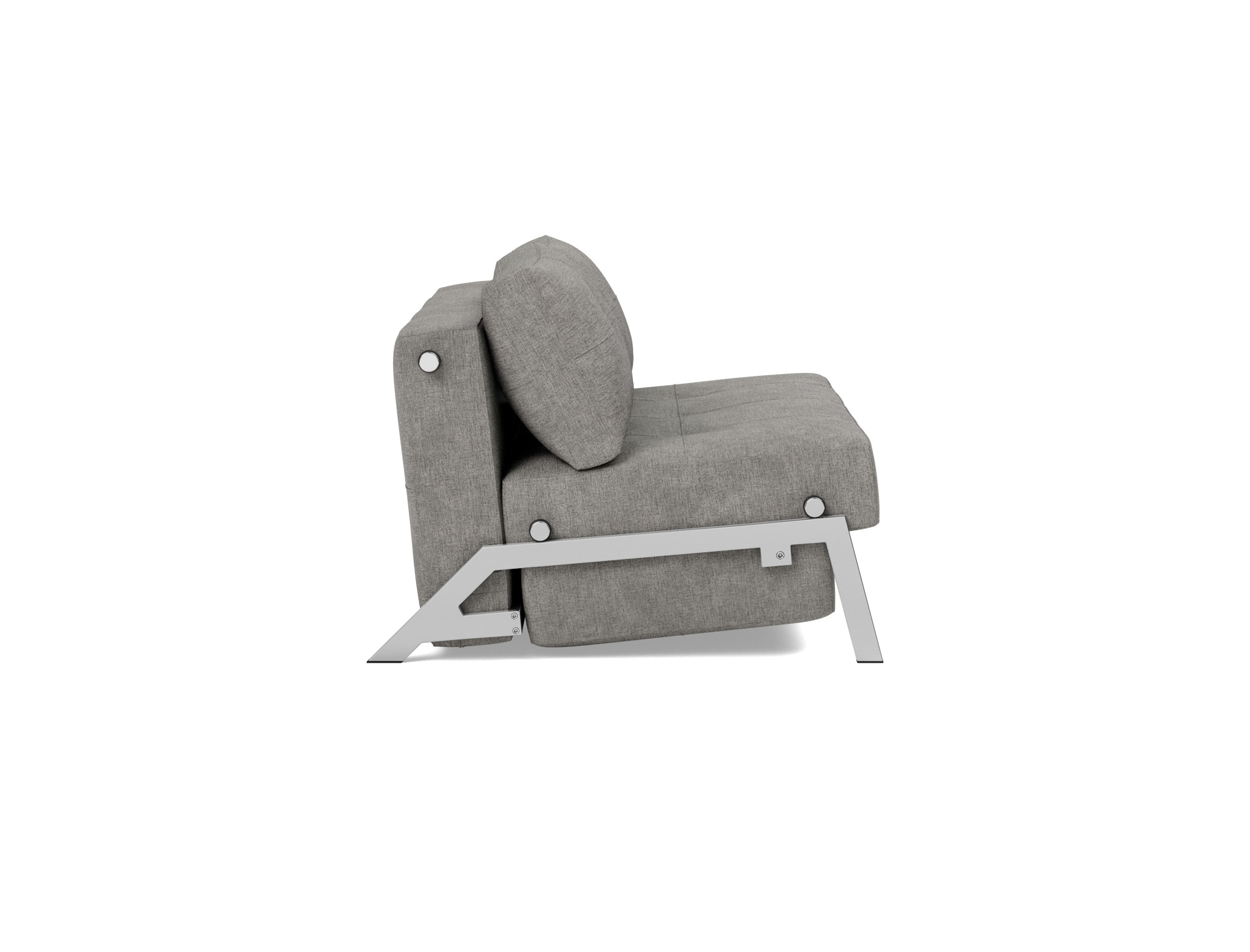 Schlafsofa Cubed 140 Flachgewebe Avella 282-Warm-Grey Beine Chrom