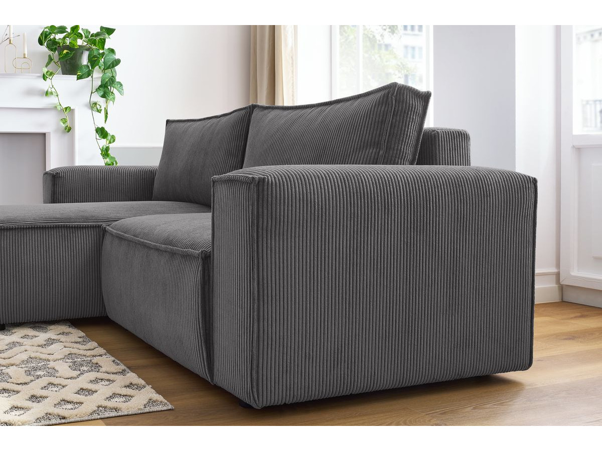 Bobochic Nihad Ecksofa Cordsamt Dunkelgrau Ecke links